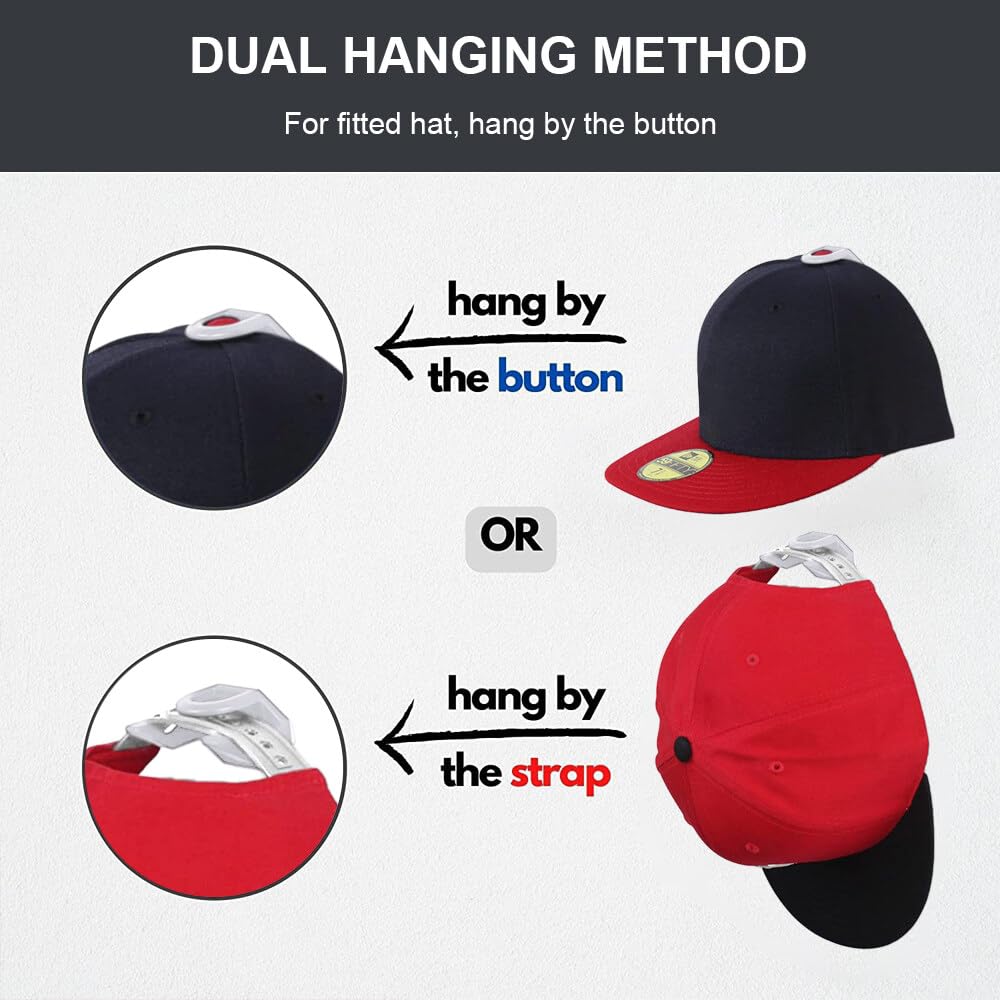 EACHPT Adhesive Hat Hooks,10Pcs Hat Rack for Wall, Adhesive Hat Holder Cap Hook, Minimalist Hat Display Rack Hat Organizer Wall Mounted