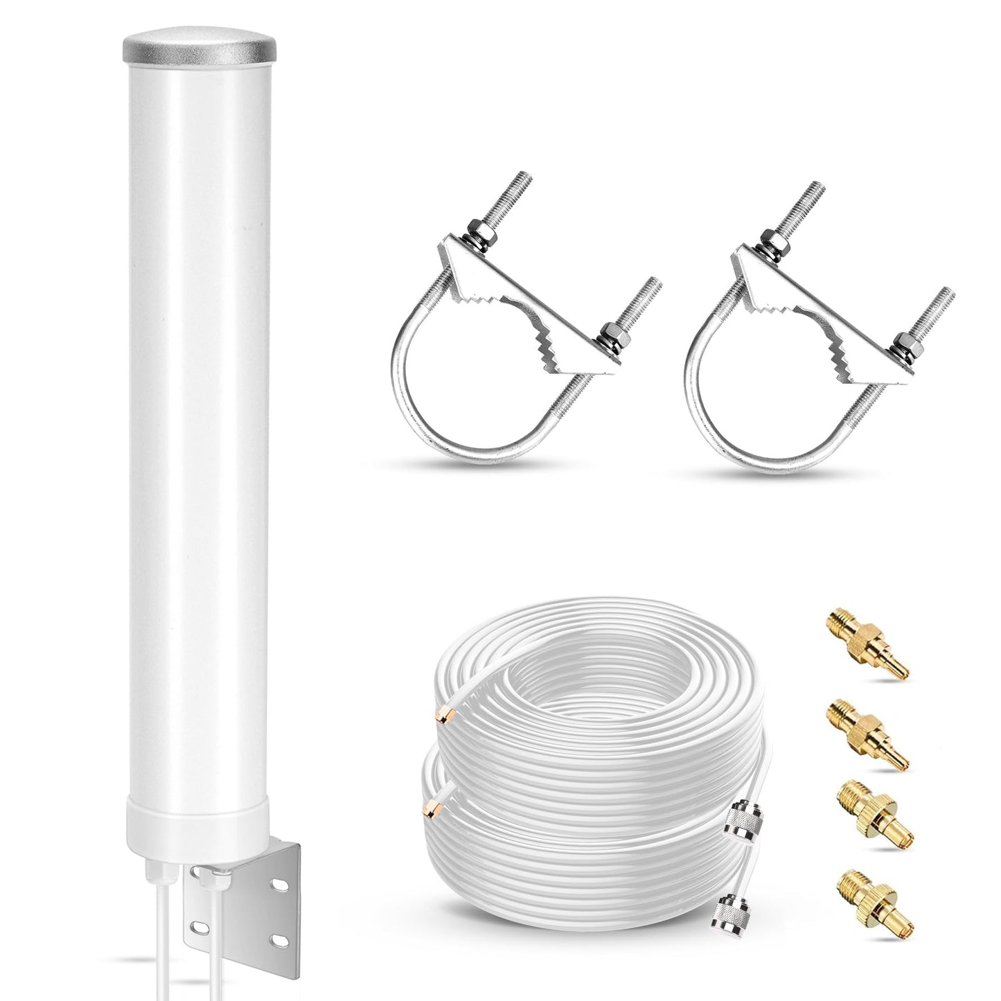 Nelawya 4G LTE 5G Outdoor Antenna, 12 dBi External MIMO Antenna 698-3800 MHz, Compatible with 4G LTE 5G M1 MR1100 Router TS9 SMA CRC9 Adapter, up to