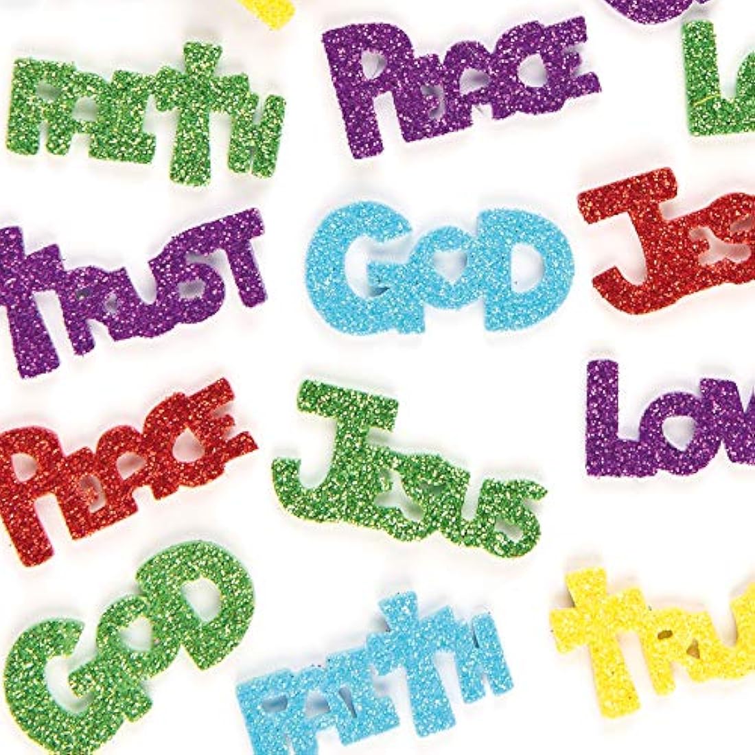 Baker Ross ET203 Inspirational Glitter Foam Stickers Self-Adhesive Shapes Kid's Craft Embellishments for Decorating & Card Making - Pack of 150