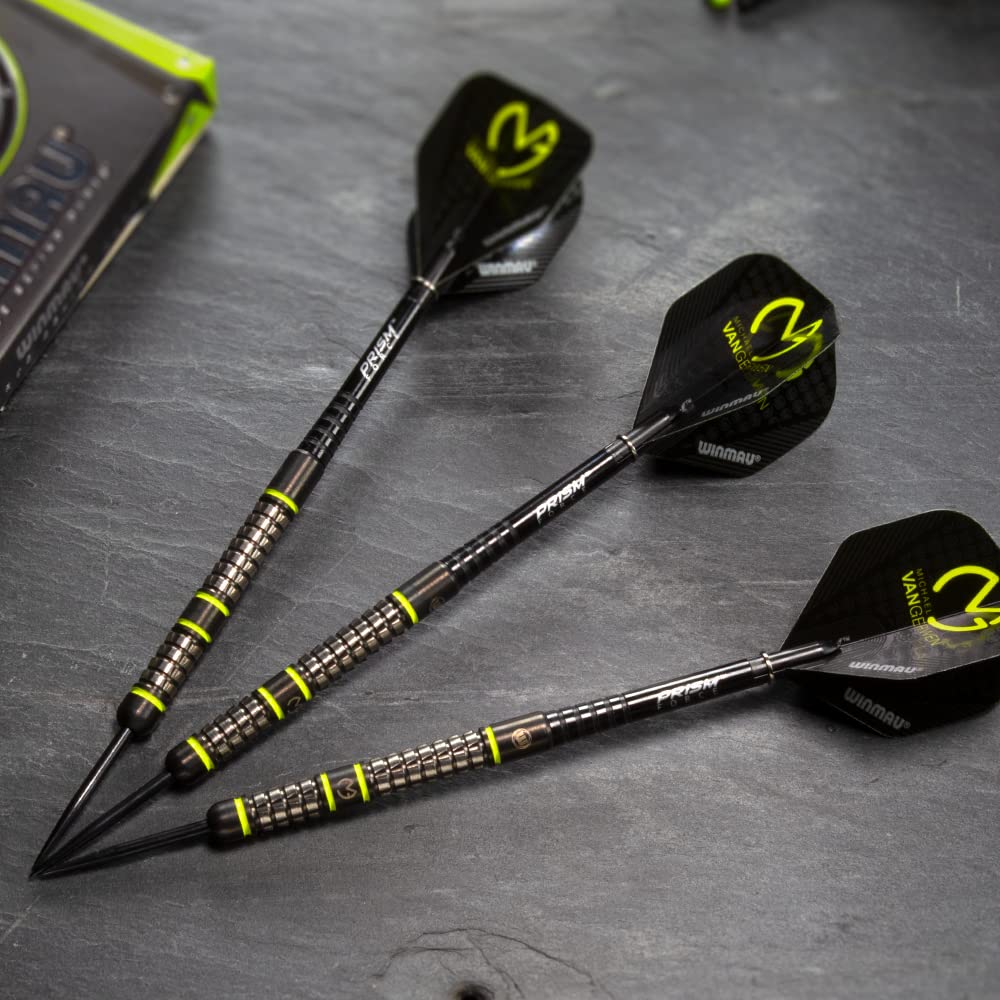 WINMAU Darts MvG Acclaim 25g Professional Steeltip Tungsten Darts Set with Flights and Shafts (Stems)