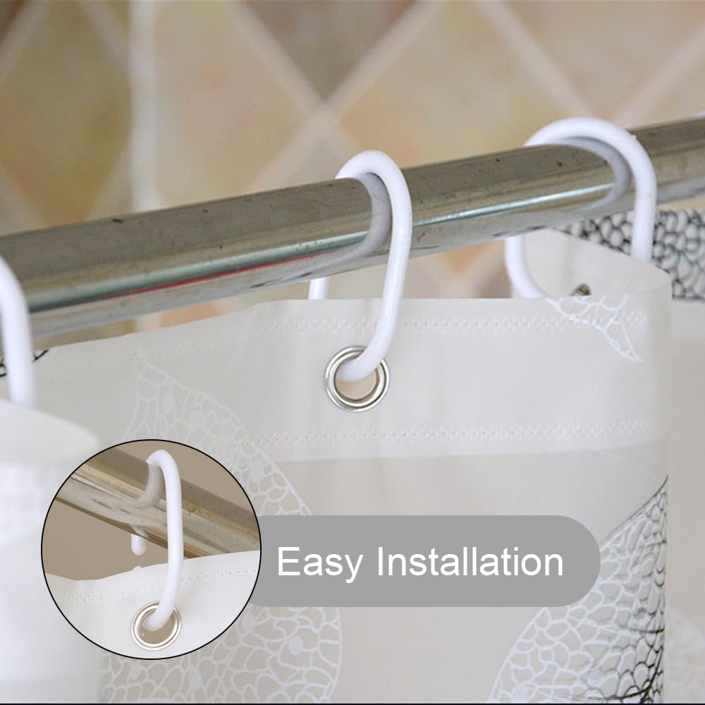 Lkw Ogechi Shower Curtain Black Leaves 200/220/240 CM Drop, PEVA Bathtub Curtains for Wet Room 180x220 cm, Antimould and Waterproof Bathroom Curtains
