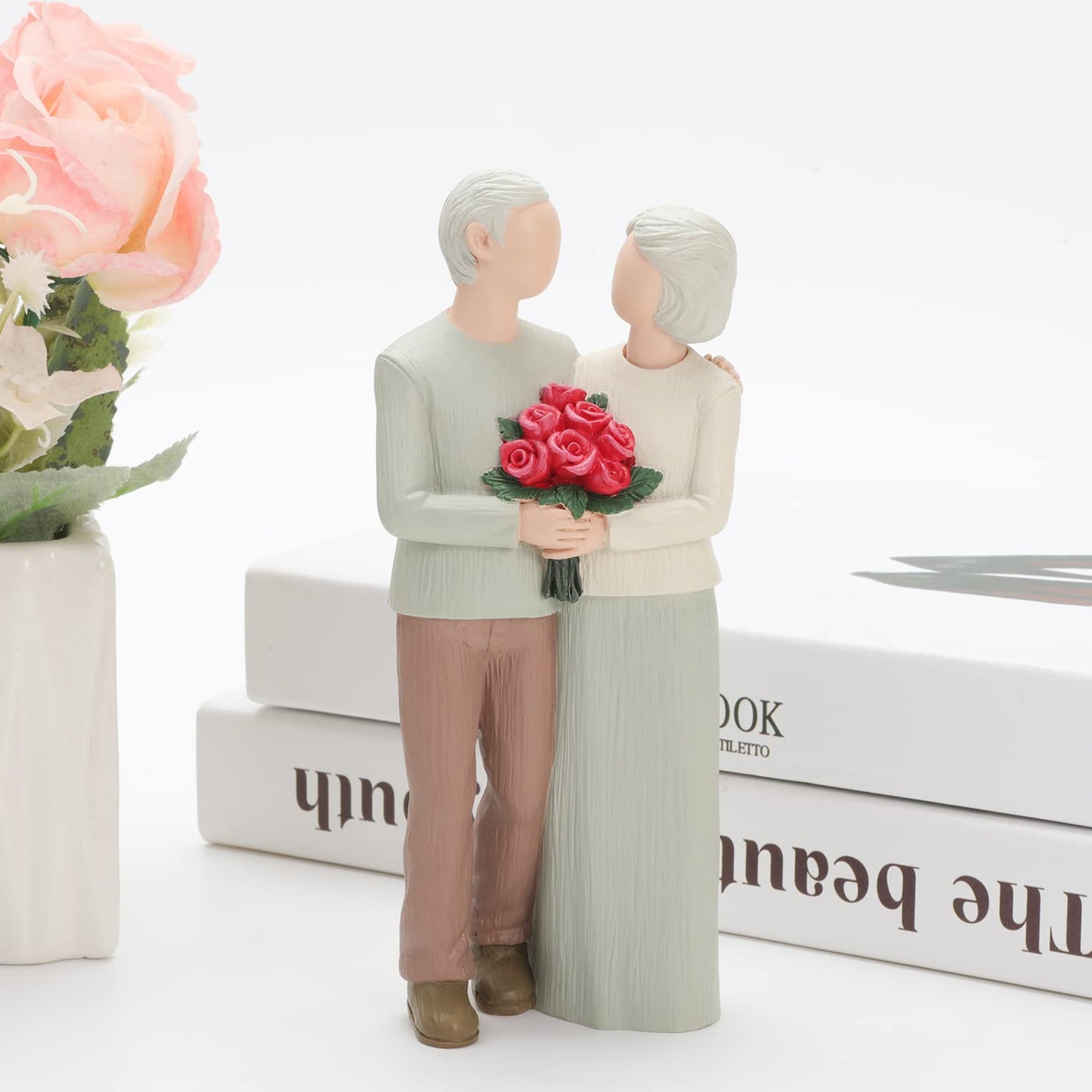 Carracci Loving Elderly Couple Figurines, Wedding Anniversary Statues for Home Decoration, Sculpted Hand-Painted Figures Gifts to Parents Grandparents