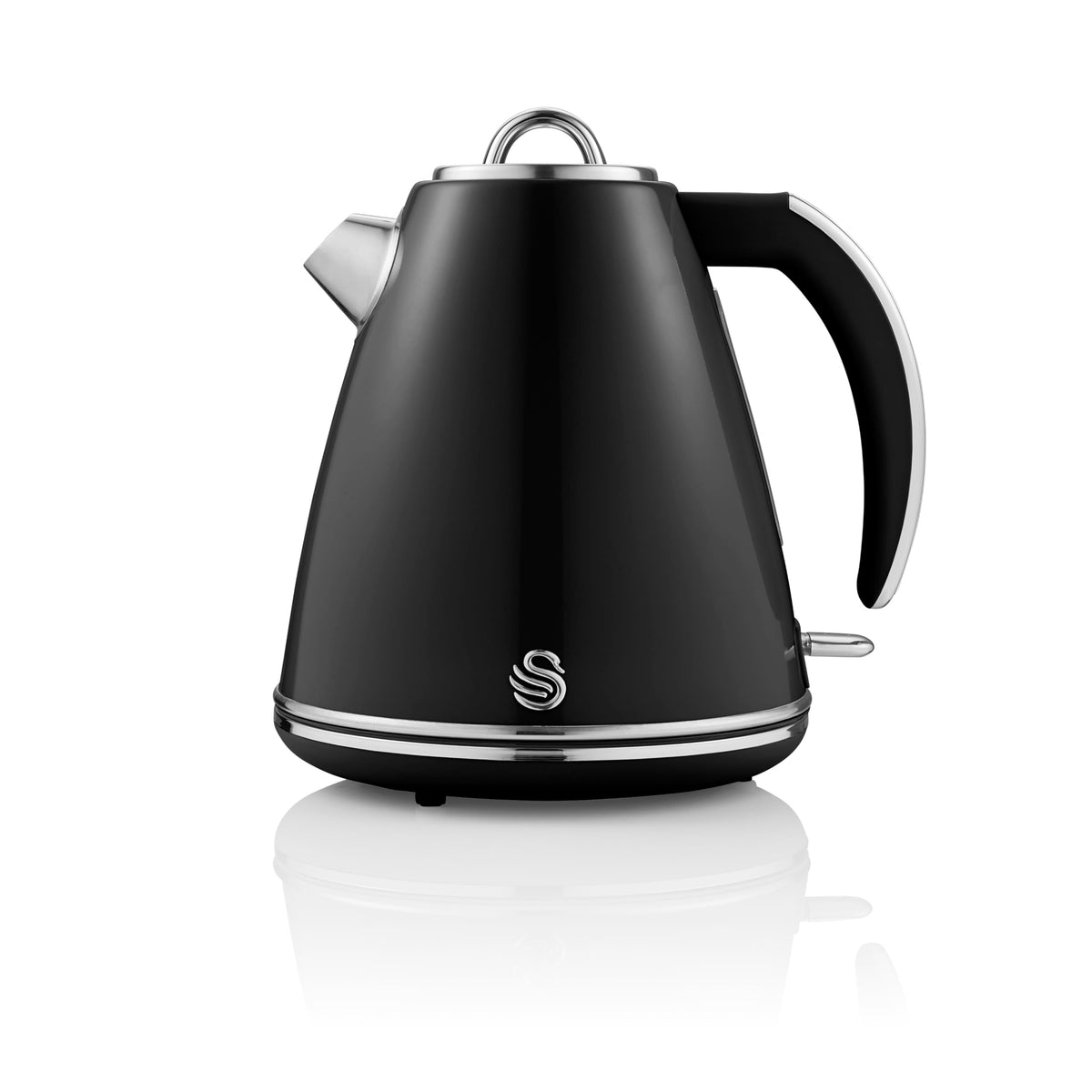 Swan SK19020BN Retro Jug Kettle, Fast Boil, Easy Pour, 360 Degree Base, 1.5L, 3KW, Black