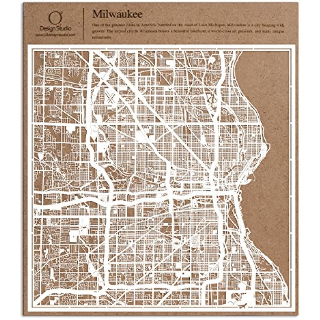 Milwaukee Paper Cut Map White 12×12 inches Paper Art