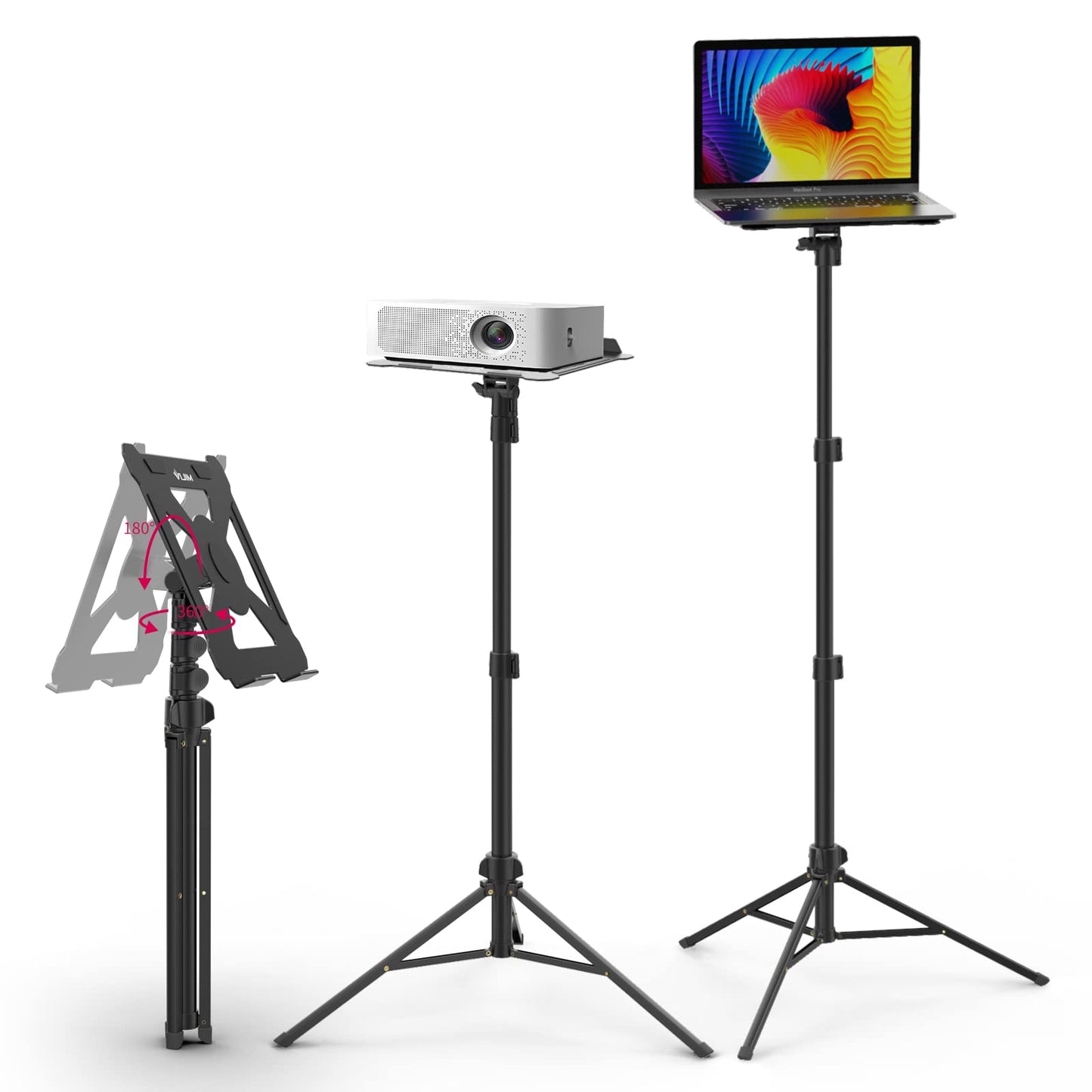 ULANZI Projector Stand Floor, Multifunctional Laptop Tripod, 60cm-152cm Adjustable Height, Foldable Laptop Floor Stand for Outdoor, Office Home,