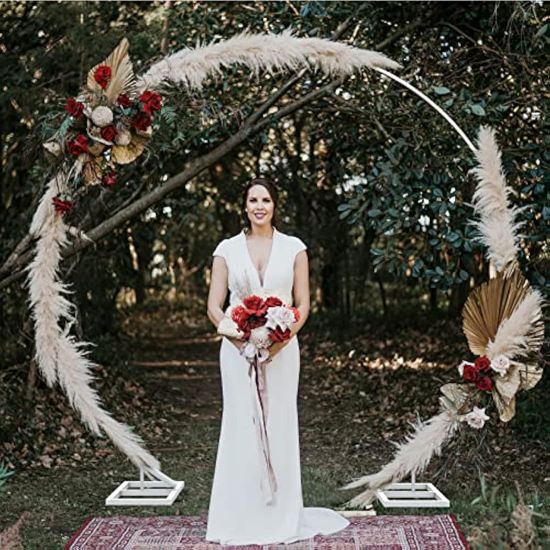Large Garden Wedding Arch Round: 220x200cm Heavy Duty White Metal Circle Balloon Flower Stand Wedding Archway Arbors Photo Background Decoration for Birthday Party Christmas Events