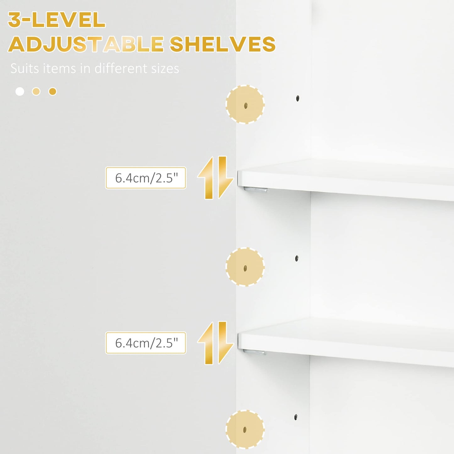 kleankin Bathroom Wall Cabinet with Adjustable Shelves for Hallway, White