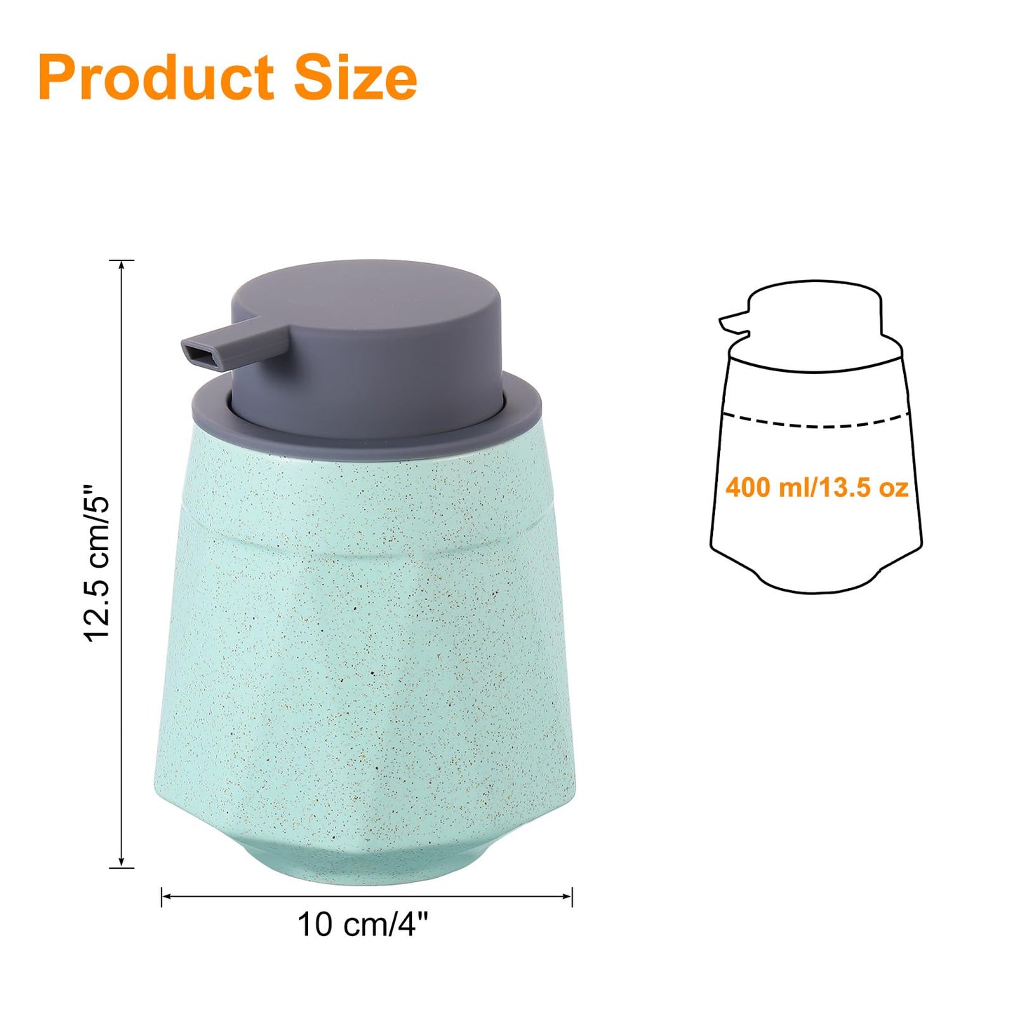 sourcing map Foaming Soap Dispenser 400ml/13.5oz Green Ceramic Foaming Soap Pump for Bathroom