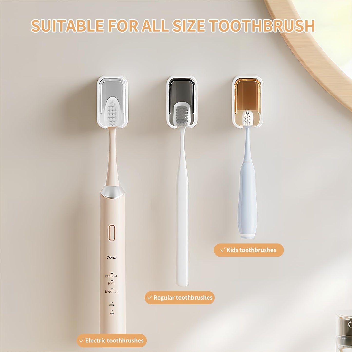Wall Mounted Toothbrush Holders for Bathroom,Strong Self Adhesive