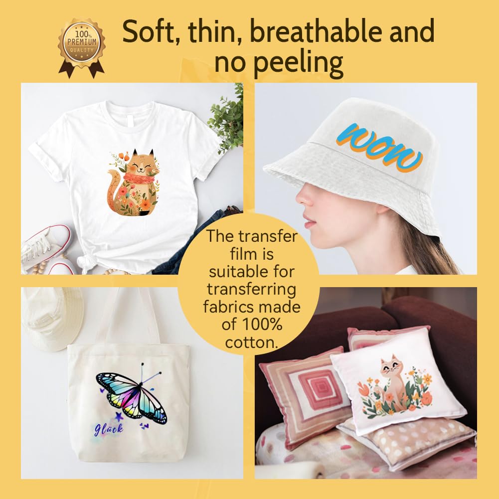 TransOurDream Tru-T Shirt Transfer Paper 100 Sheets A4 Iron On Transfers for Inkjet & Laser Printer Printable HTV Heat Transfer Vinyl for White and