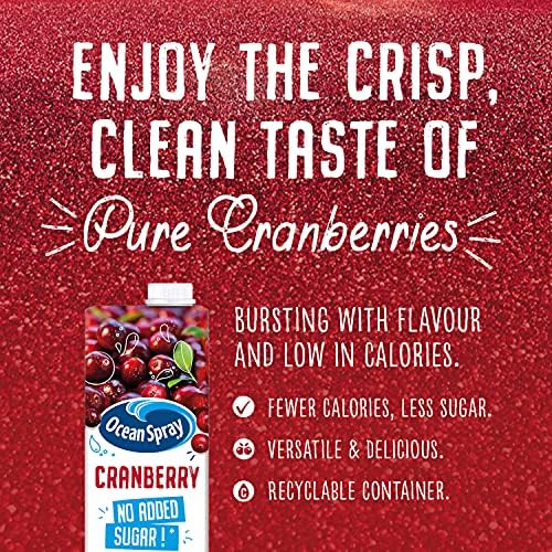 Ocean Spray Classic Cranberry Juice with No Added Sugar, 1L Carton (12-Pack)