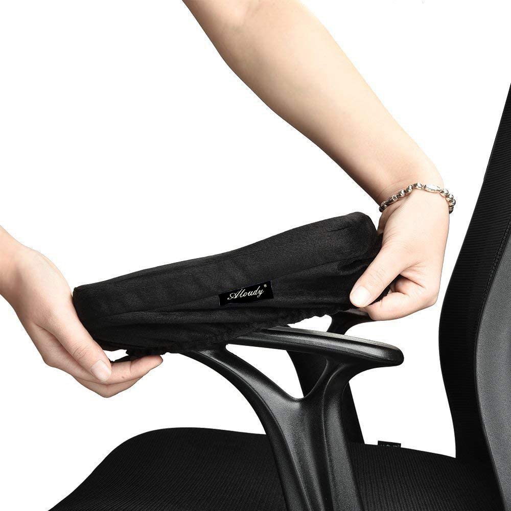Aloudy Ergonomic Memory Foam Office Chair Armrest Pads, Comfy Gaming Chair Arm Rest Covers for Elbows and Forearms Pressure Relief