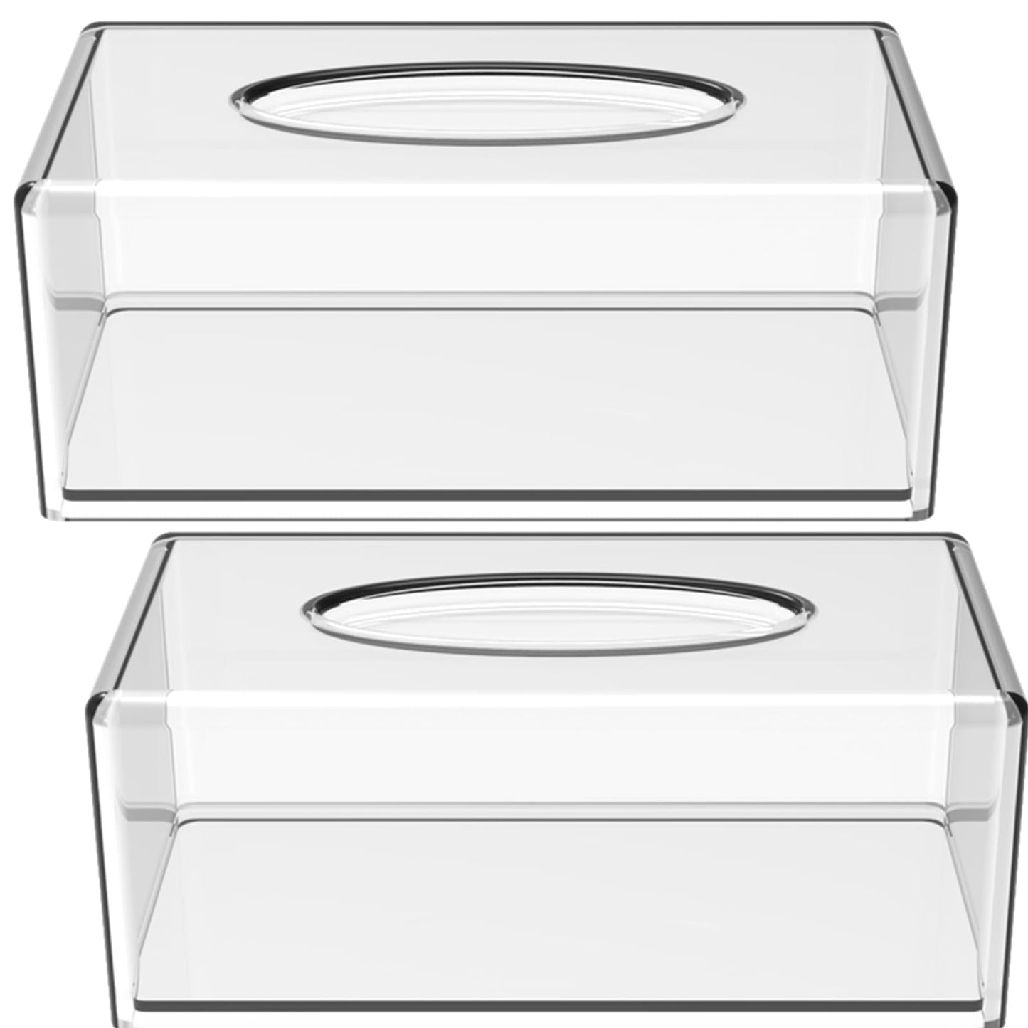 Yopay 2 Pack Clear Tissue Dispenser Box, Large Facial Acrylic Tissue Box Cover Holder, Napkin Organizer for Bathroom, Kitchen and Office Room,