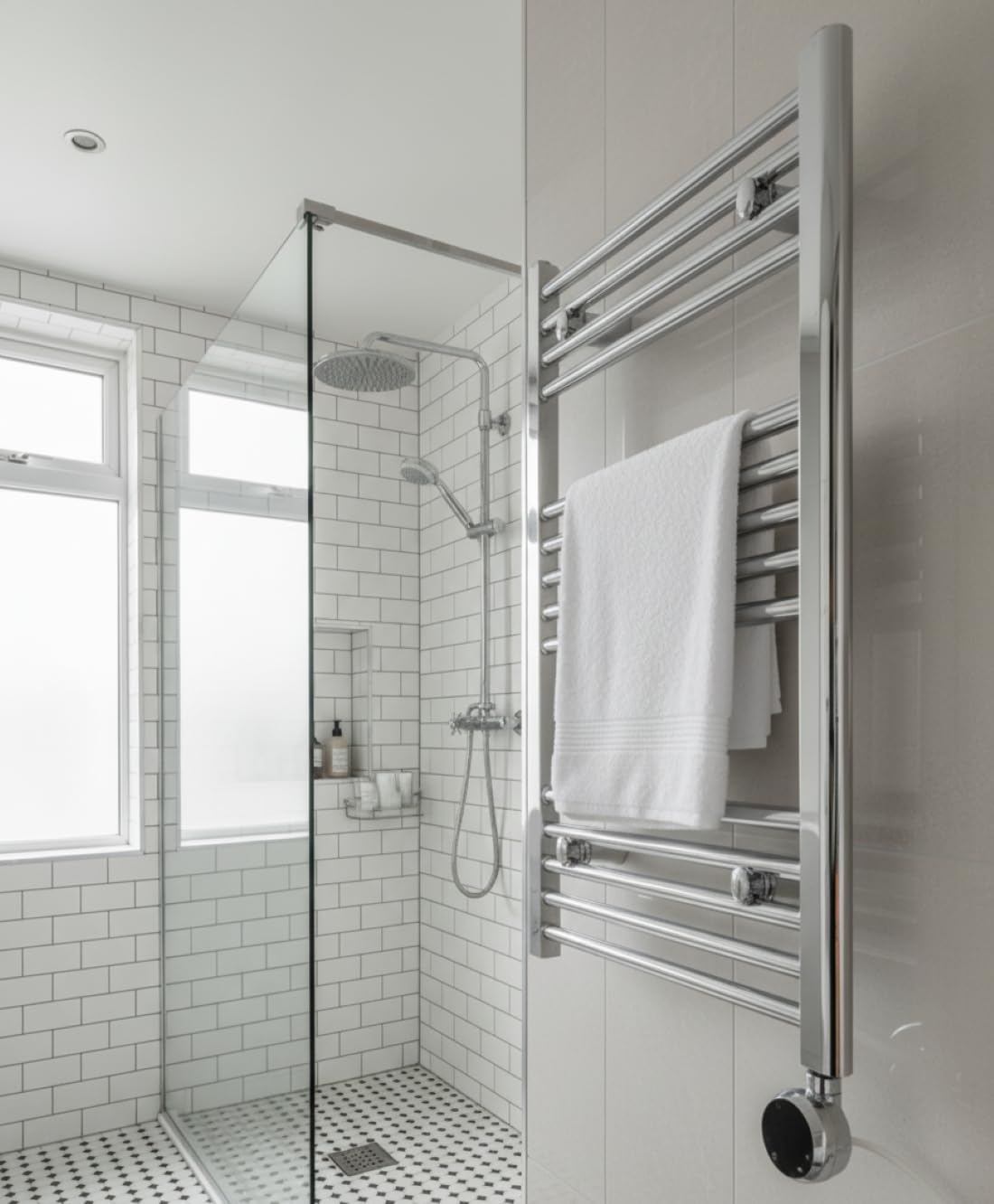 Greened House Chrome Electric WiFi Heated Towel Rail 400mm W x 800mm H