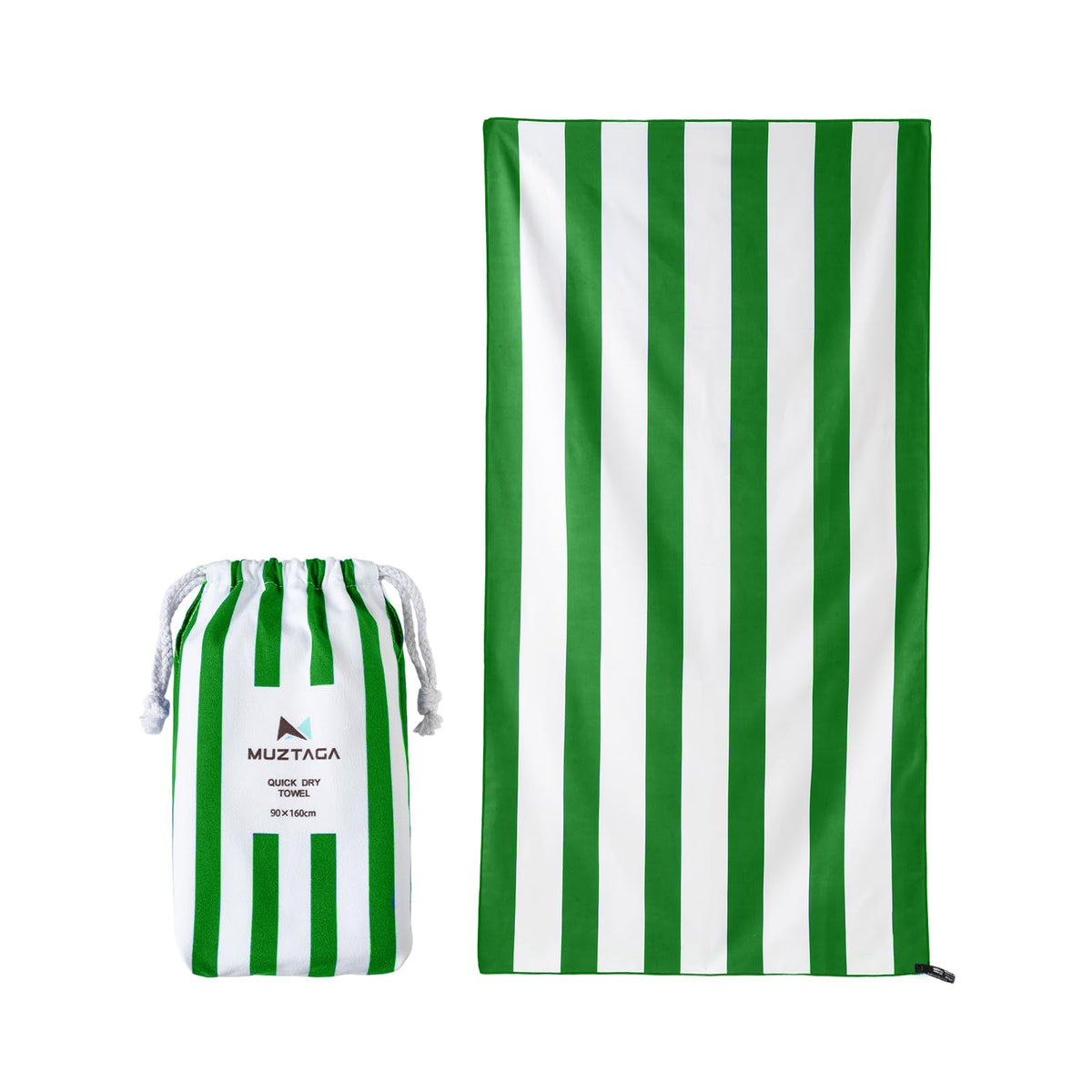 Muztaga Microfibre Beach Towel - Sand Free, Quick Dry, Large 160 x 90 cm Striped Pool Towels for Adults & Kids