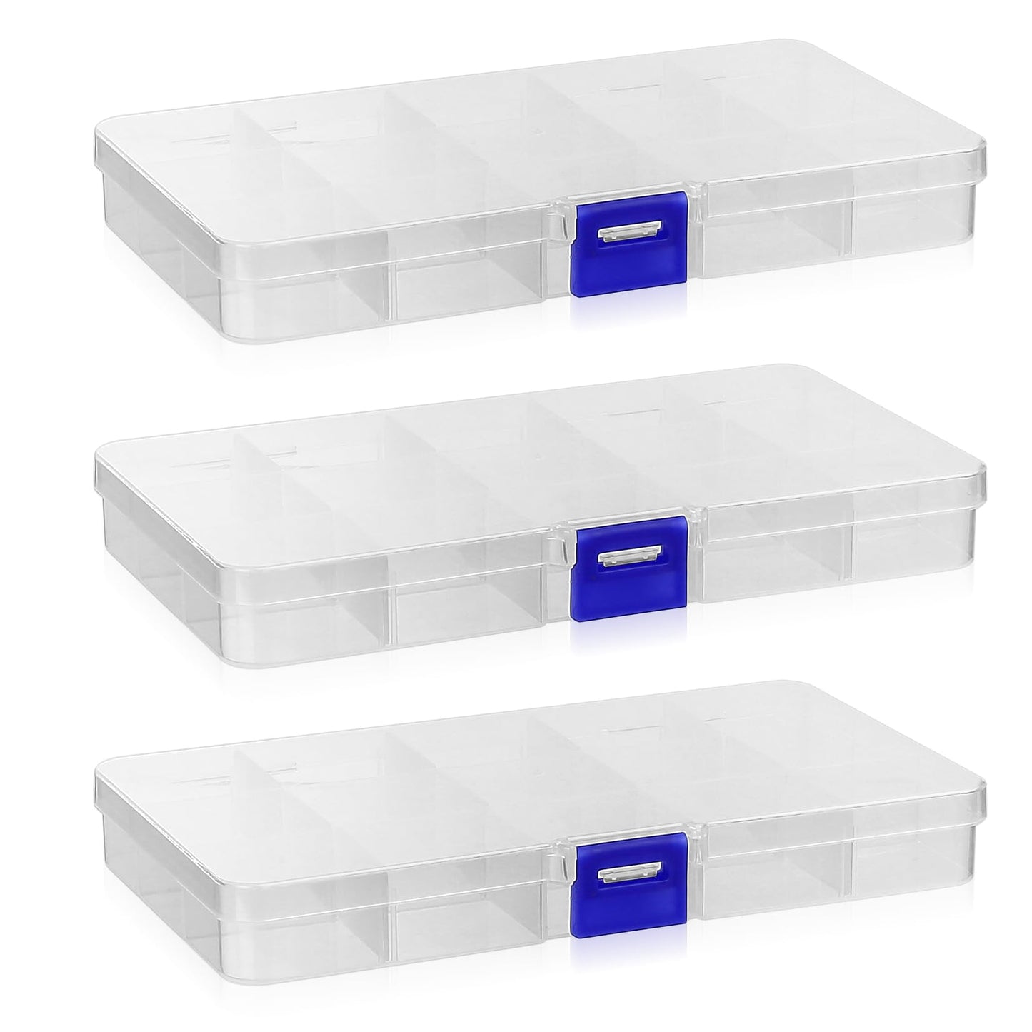 3 Pcs Small Organiser Box, Craft Box, 15 Grids Bead Storage box with Compartments