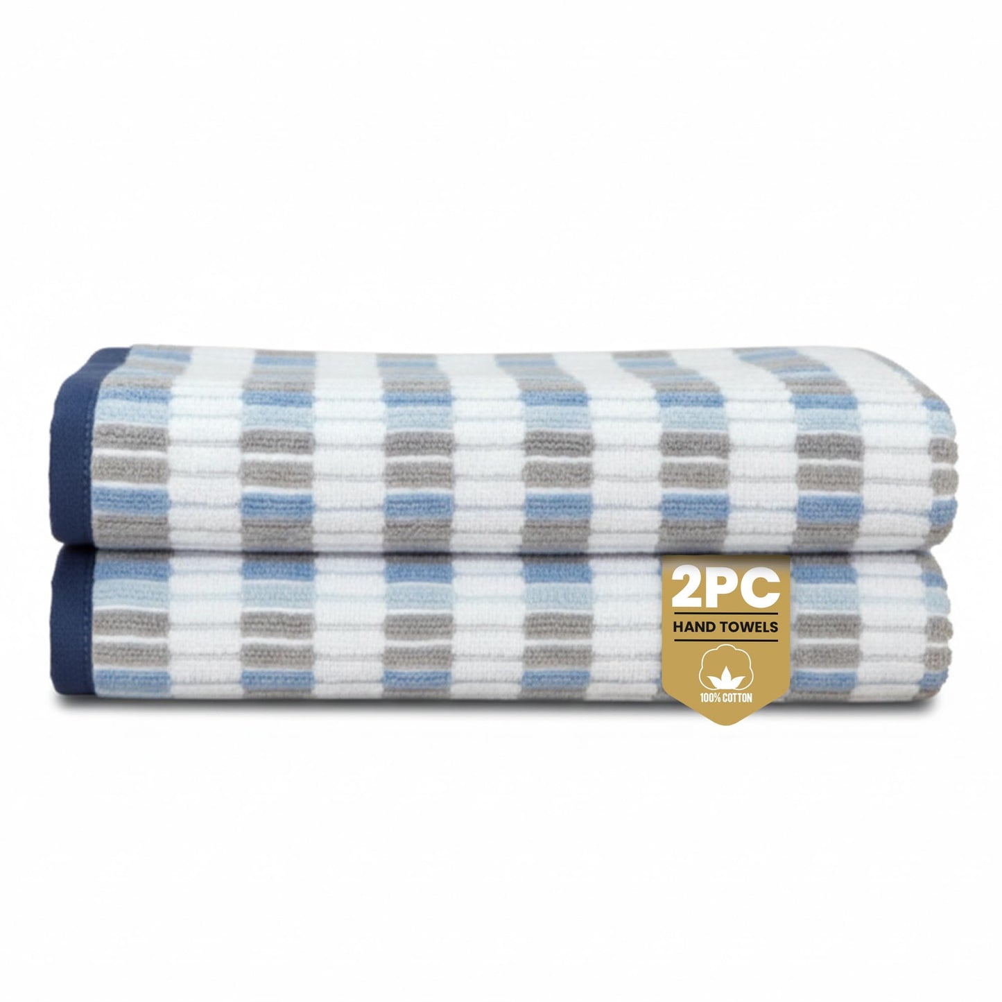 Rapport Home Santa Cruz Hand Towels 2 Pack | Blue | 50x85cm | Luxurious 500GSM 100% Cotton | Oeko-Tex Certified Absorbent & Soft Bathroom Towel Set