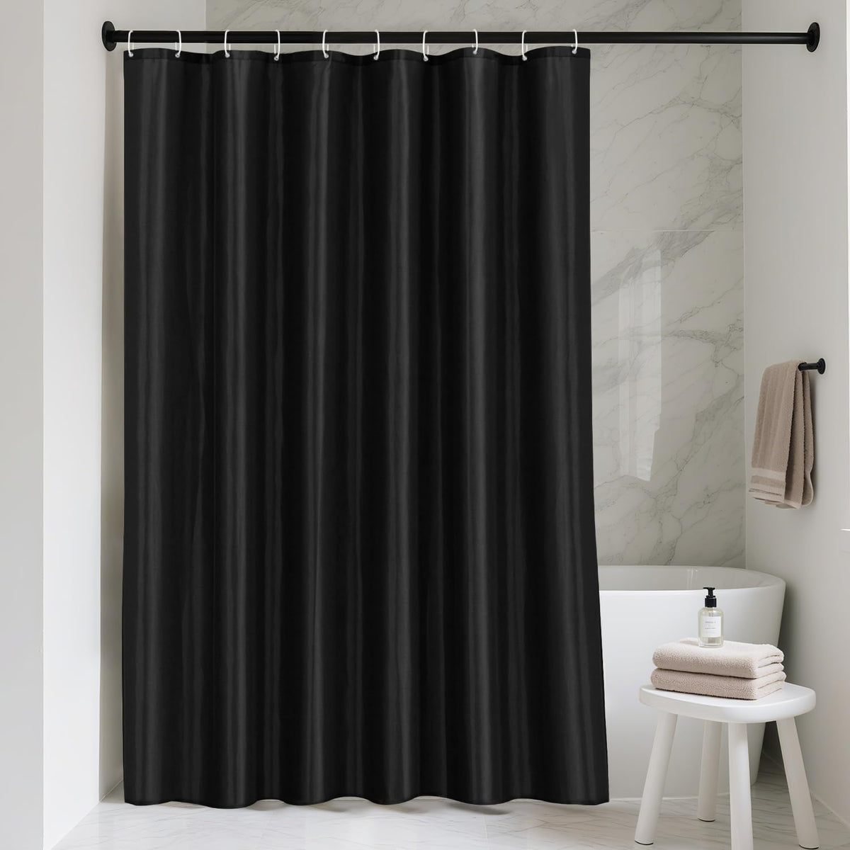 LUKDUNG 150 x 200 cm Polyester Textile Shower Curtain Anti-Mould for Bathroom, Curtain for Bathtub Shower Made of Fabric Waterproof Washable Shower