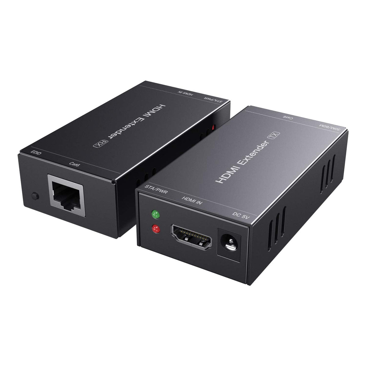 PWAYTEK HDMI Extender 1080p@60Hz, 3D, Over Single Cat5e/Cat6/Cat 7 Cable Full HD Uncompressed Transmit Up to 164 Ft(50m), EDID and POC Function