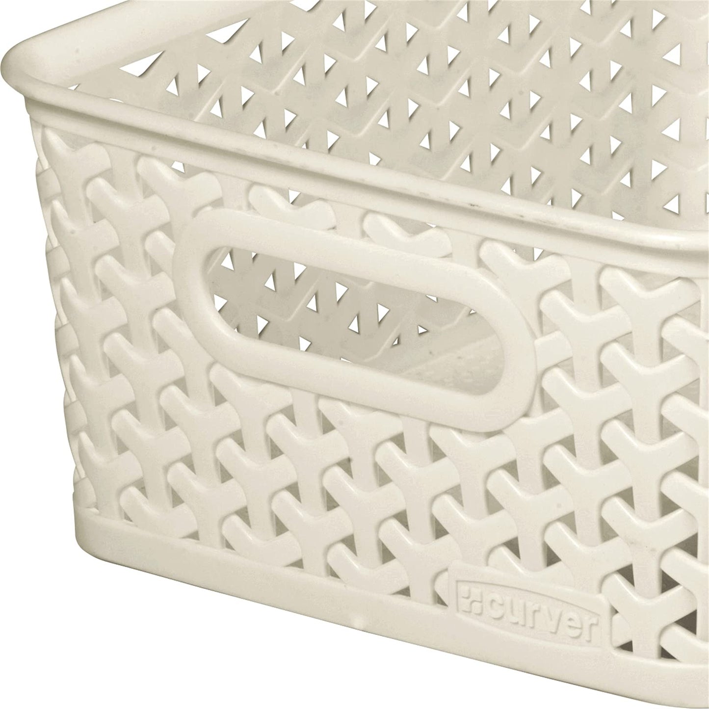 Curver My Style Storage Baskets, Stackable & Durable, 4 Litres Each, Cream (Set of 4)