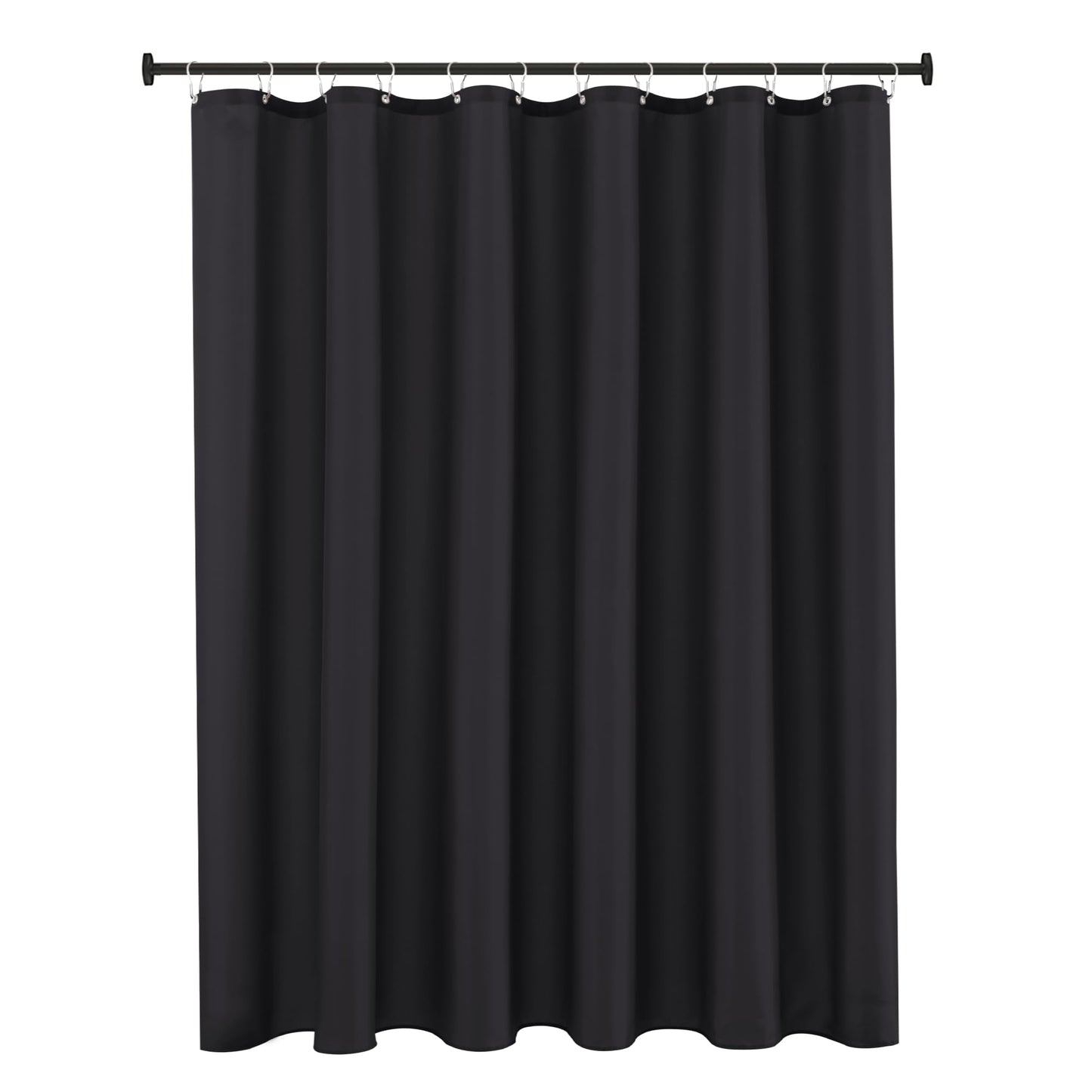 Biscaynebay Fabric Shower Curtain with Short Liner 72" W x 65" L, Black Water Resistant, Rust Resistant Grommets, Weighted Bottom, Machine Washable
