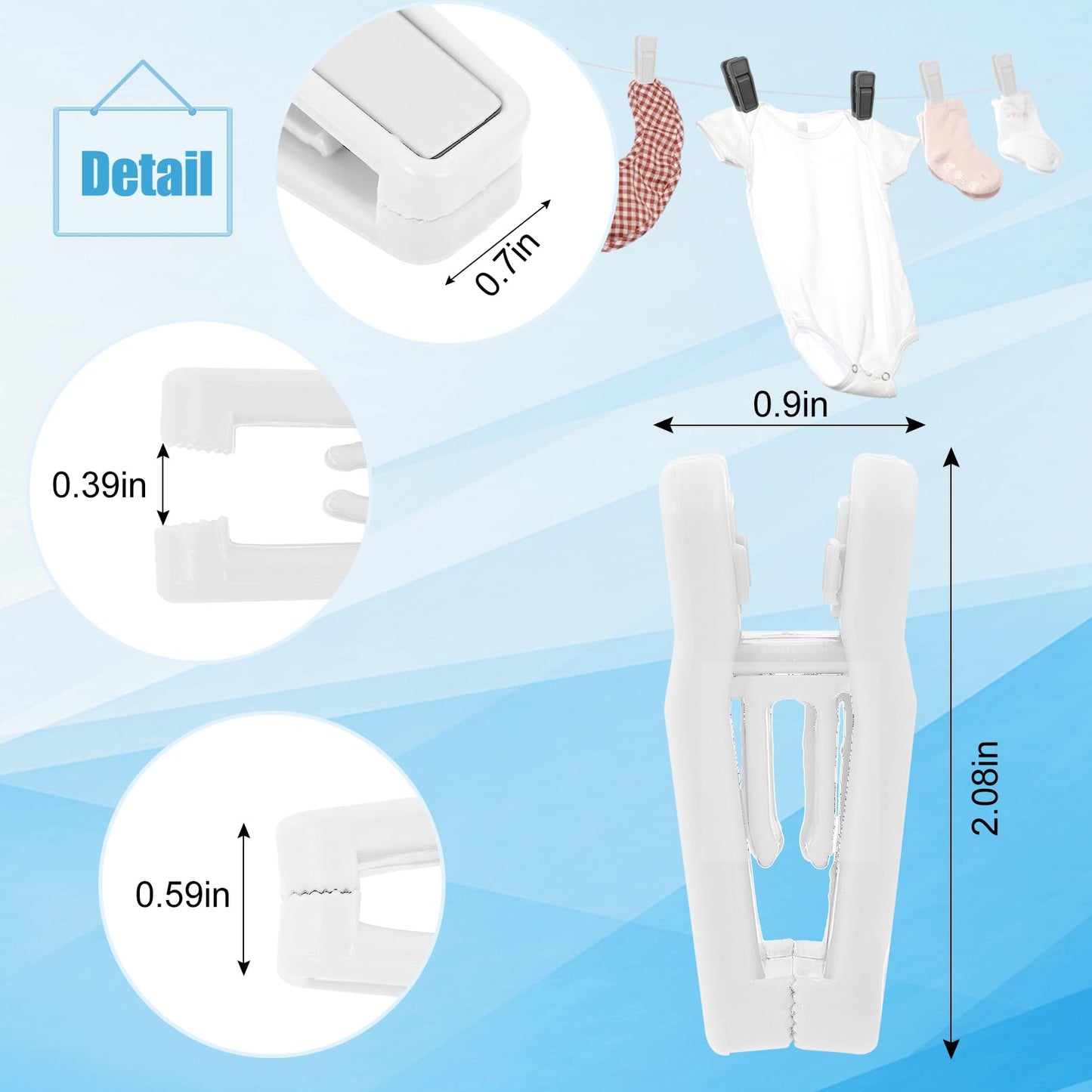 EOGRFW 30 Pcs Hanger Clips for Hangers, Plastic Baby Hanger Clips, White