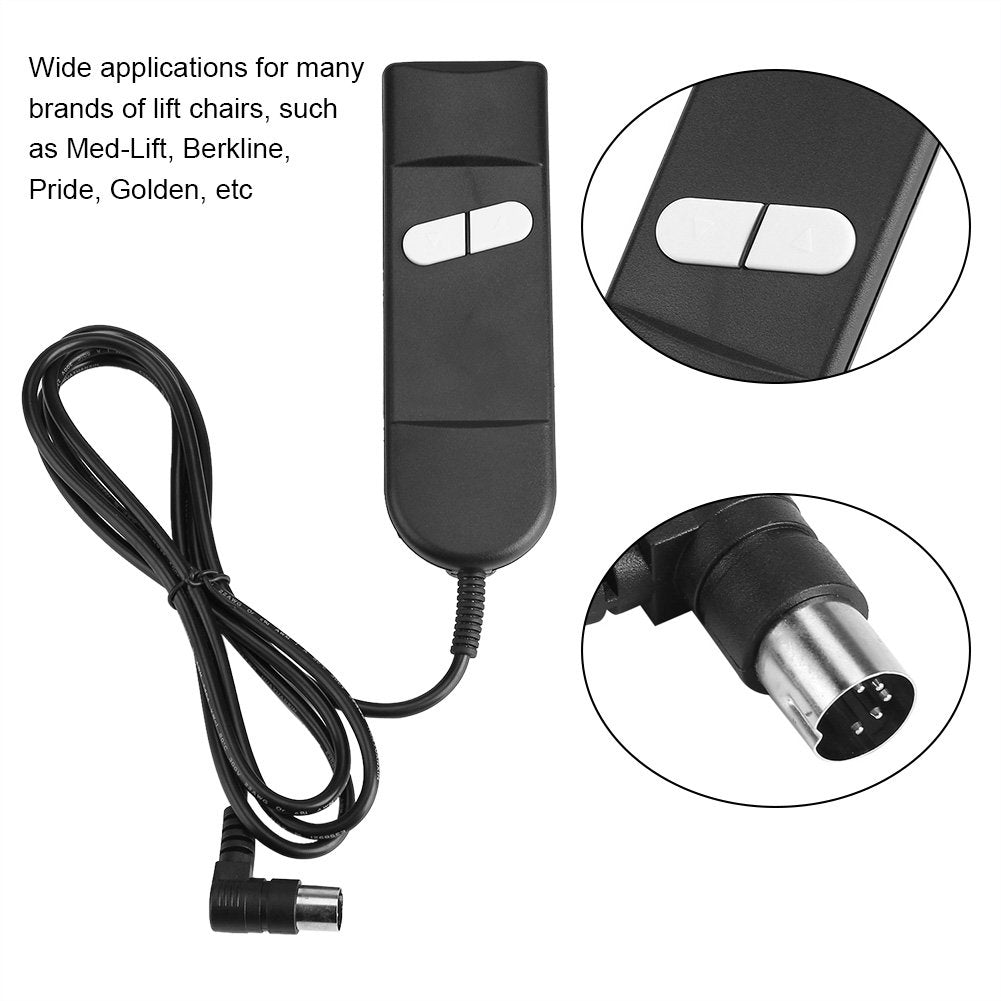 CHICIRIS Recliner Chair Controller, Recliner Armchair Controller with Up and Down, 2 Button 5 Pin Remote Hand Control Replacement Switch Parts