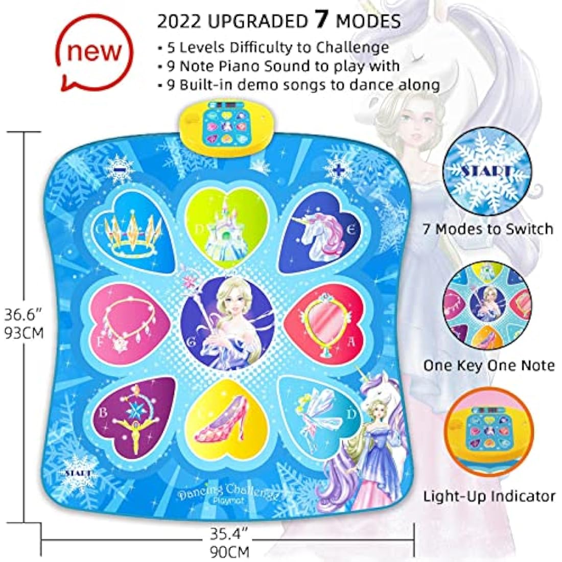 Sunlin Dance Mat, Gifts Toys for Girls 3 4 5 6 7 8 Years Old, Frozen Unicorn Theme Toys, Dance Pad with 7 Game Modes, 5 Challenge Levels, 9 Built-in Music, Birthday Gifts for Kids Ages 3-12