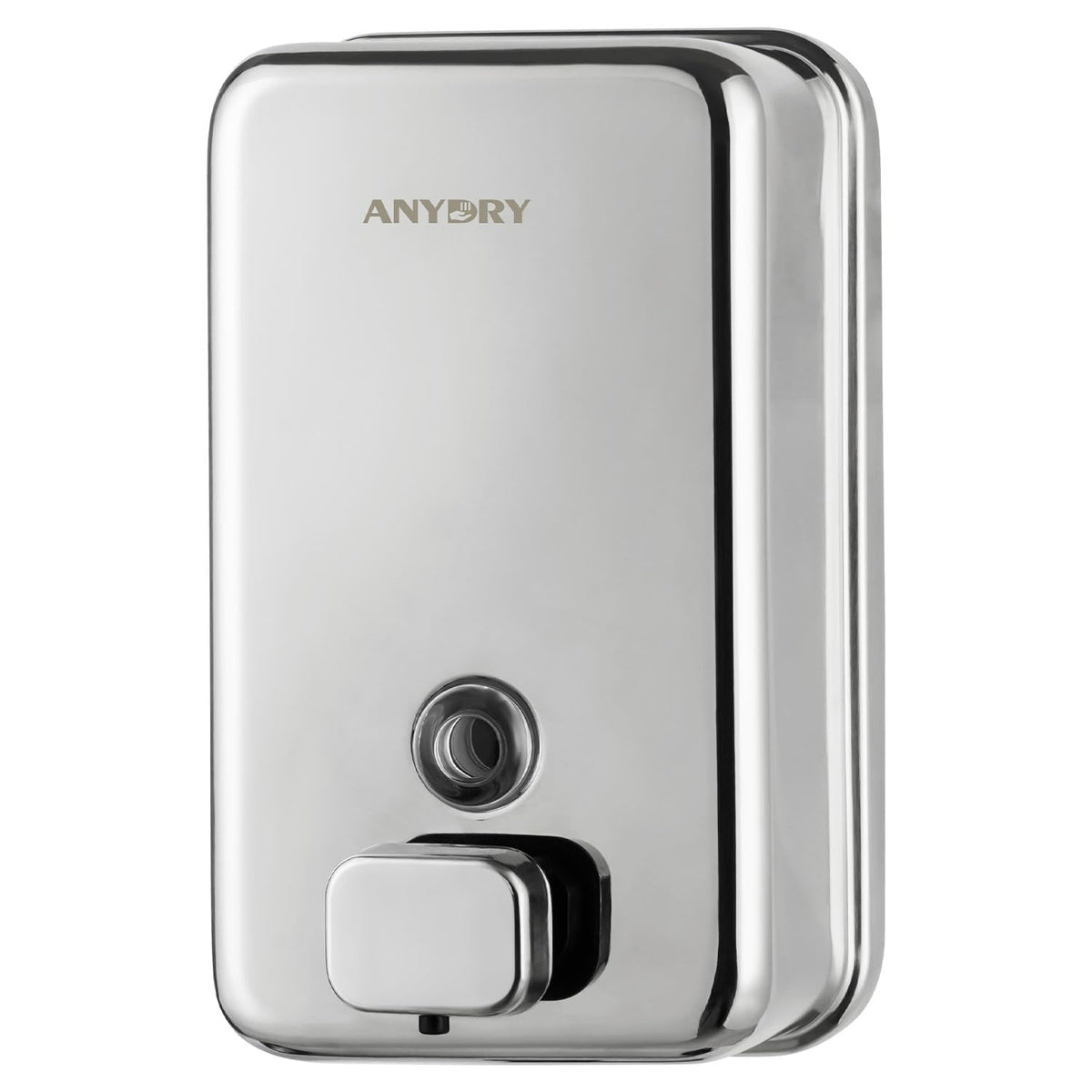 anydry Commercial Wall Mounted Soap Dispenser 1100ml Large Capacity Polished Stainless Steel Manual Dispenser for High Traffic Restrooms (Polished)