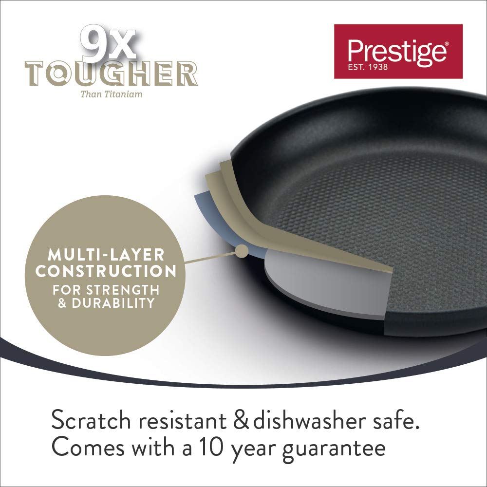 PRESTIGE 9 x Tougher Frying Pan Set Non Stick - Induction Frying Pan Set of 3, 21/25/29cm with Scratch Resistant Non Stick, Stay Cool Easy Grip