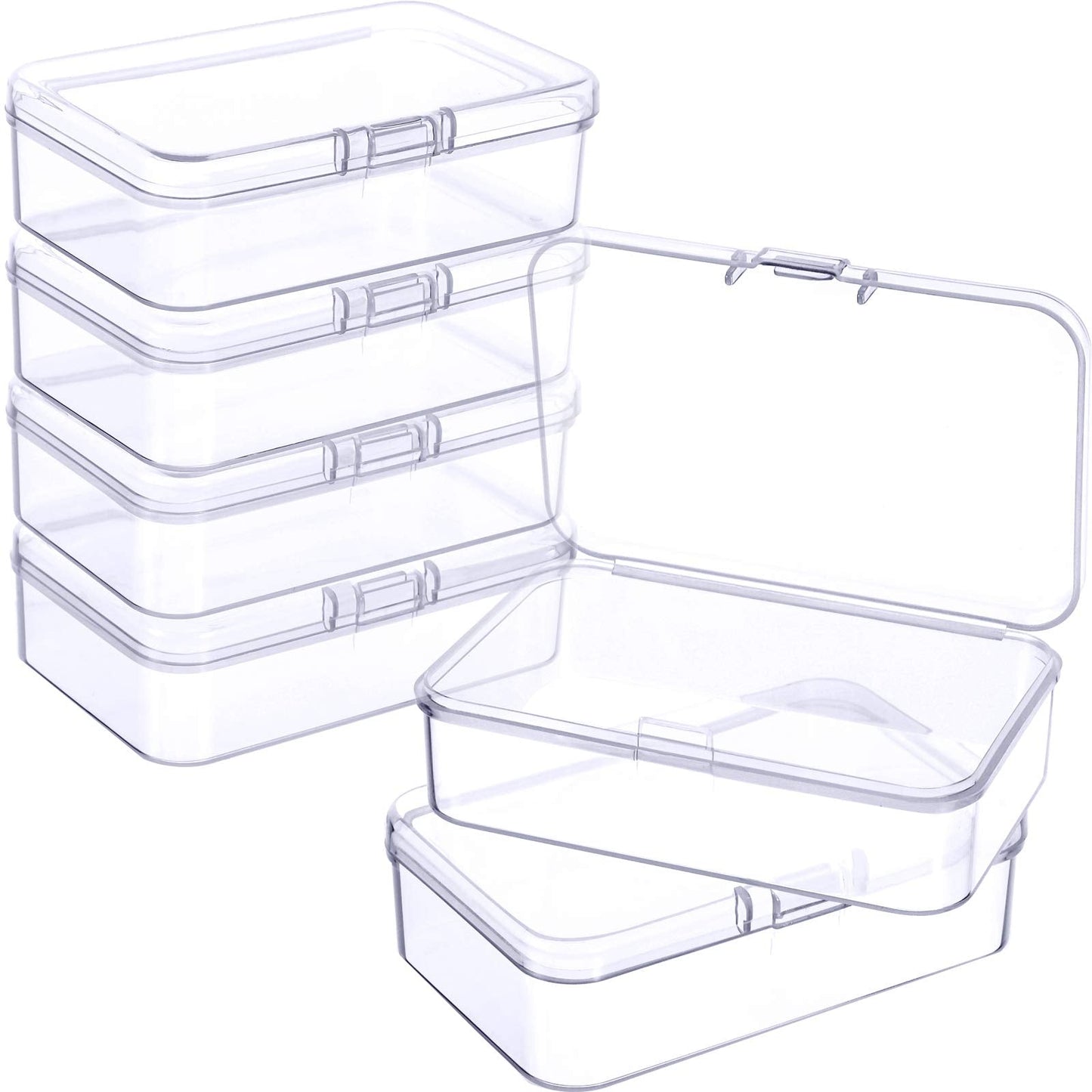 Jetec 6 Pieces Small Clear Plastic Storage Box,3.3 X 2.1 X 1 Inch