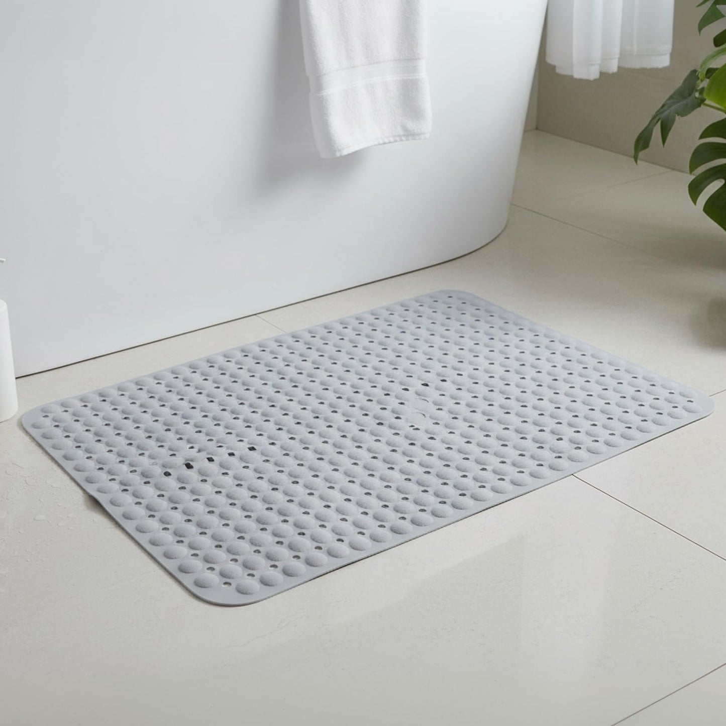 Culinavog Square Shower Mat With Powerful Suction Cups, Bath Mat Non Slip Anti Mould, PVC with Strong Suction Cups Grip and Drain