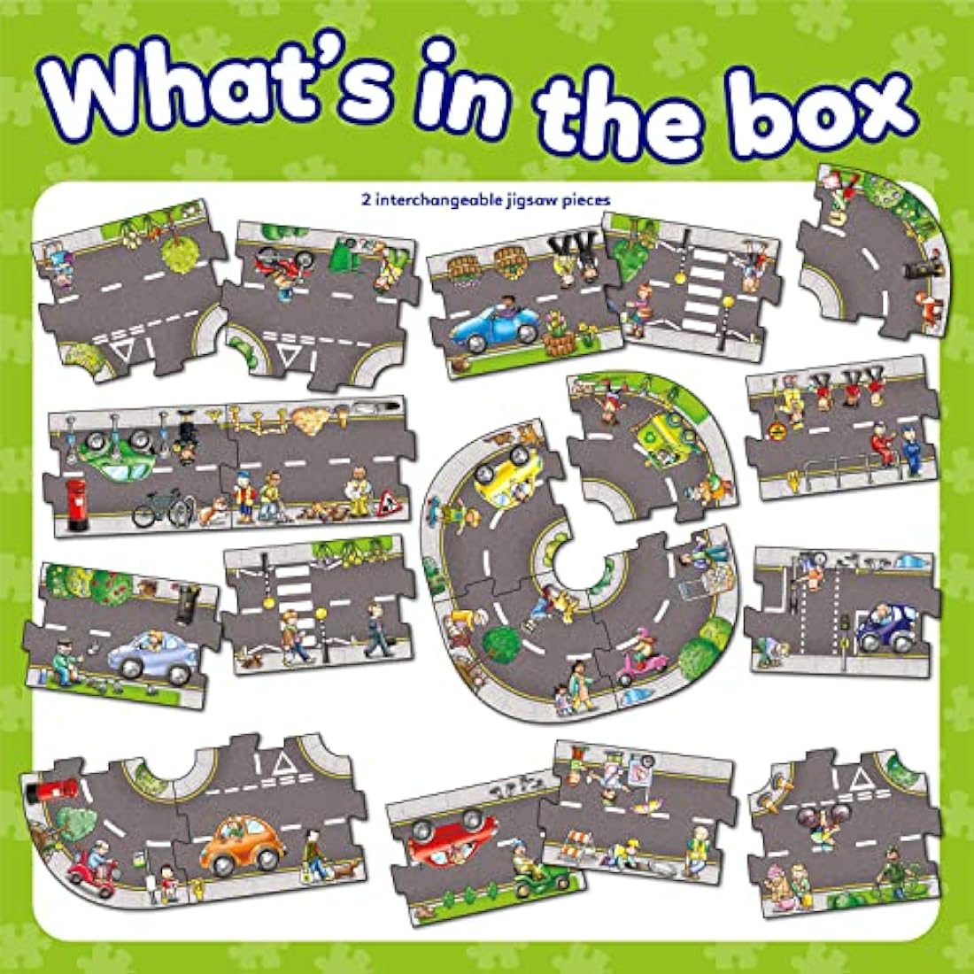 Orchard Toys Giant Road Floor Puzzle - Large Interchangeable Car Track Jigsaw Puzzles for 3 Year Olds - Alternative Road Mat for Toy Cars - Educational Kids Jigsaw for Toddlers - Age 3+