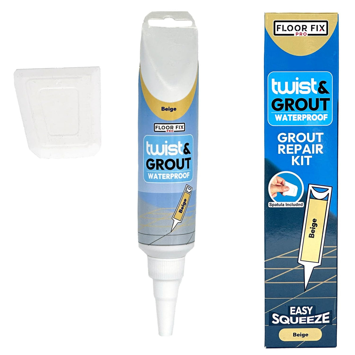 Floor-Fix Pro - Twist & Grout Repair Kit - Premixed & Waterproof Fast Tile Grout Reviver - Bathroom, Shower, Kitchen (Beige)