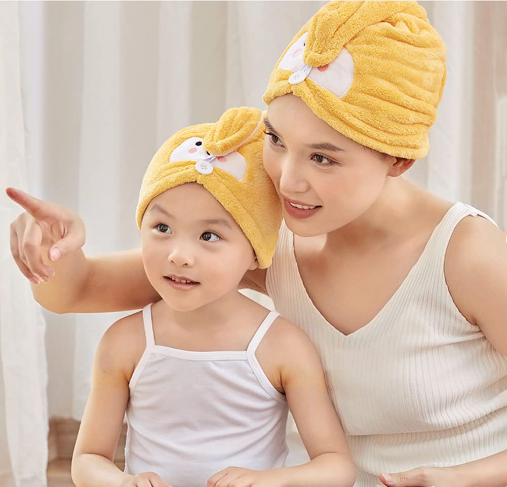 SJTJSPX Hair Towel Wrap Super absorbent hair drying hat Parent-child shower cap quick drying Turban Soft Anti-Frizz Head Towel Twist Wet Hair Towel