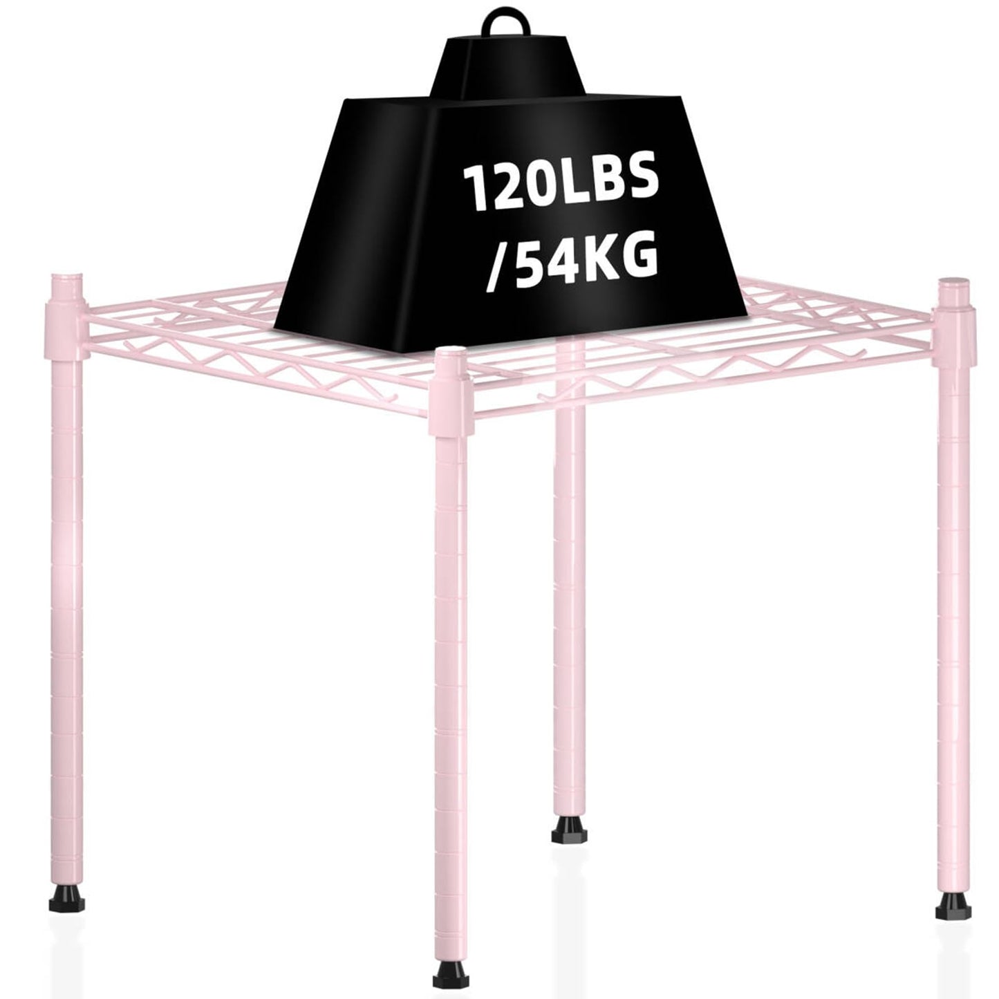 CLCARE Stacking Shelf Adjustable, Stackable & Expandable, Heavy Duty Storage Shelving Unit, Cabinet Organizer Shelf (Pink,1-Tier)