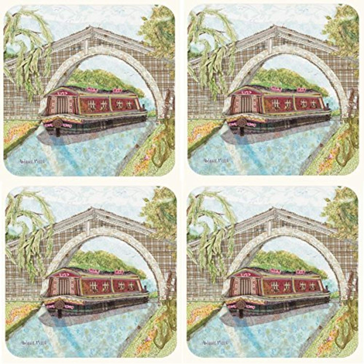Set of 4 Canal Barge Coasters by Abigail Mill Pack of Four