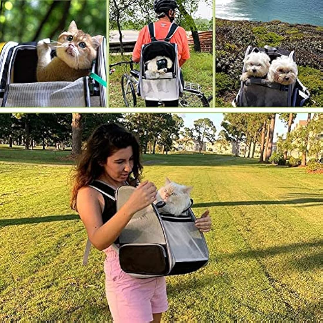 Pet Backpack Transport Bag for Dogs Cats 7.5 kg, Large Portable Cat Backpack Dog Backpack Transparent Top Opening Travel Airline Approved, Mesh Pet Carrier Bag Breathable