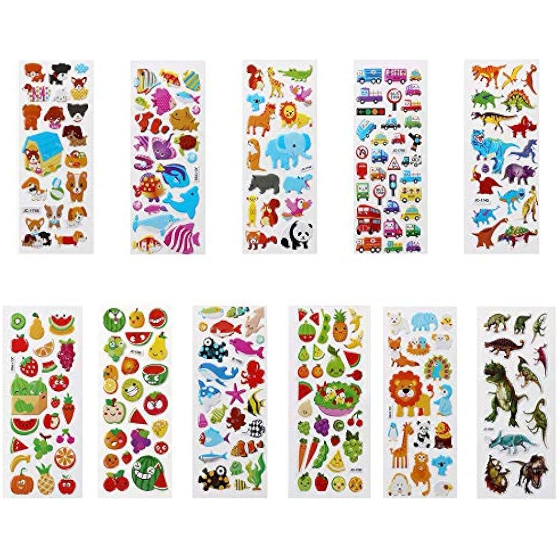Vicloon 3D Stickers for Kids, 22 Variety Sheets Puffy Stickers, 550+ Children Sticker for Party Rewarding Gifts Scrapbooking Including Animals Fish Dinosaurs Numbers Fruits Trucks Butterfly and More