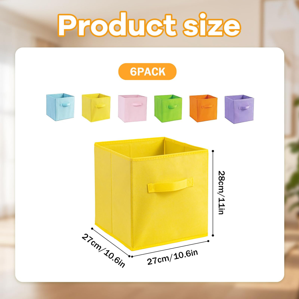 LLHONG 6 Pack Collapsible Cube Storage Boxes, Foldable Storage Cubes