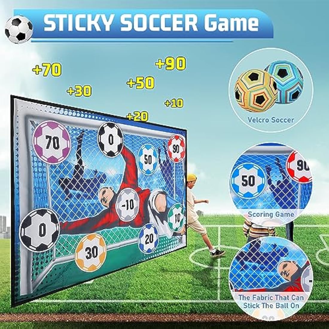 VATOS Football Ball Game Set for Kids, Indoor Outdoor Backyard Toss Football Goal Game with Balls, Foldable Flannel Goals, Birthday for 3 4 5 6 7 8 Year Old Boys Girls Sport Toy