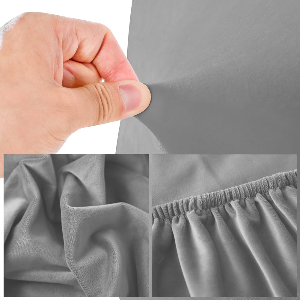 CAIJIN Headboard Covers - Velvet Stretch Soft Dust Proof Headboard Cover for Bedroom Upholstered Headboard 120-140cm (Full), Light Grey