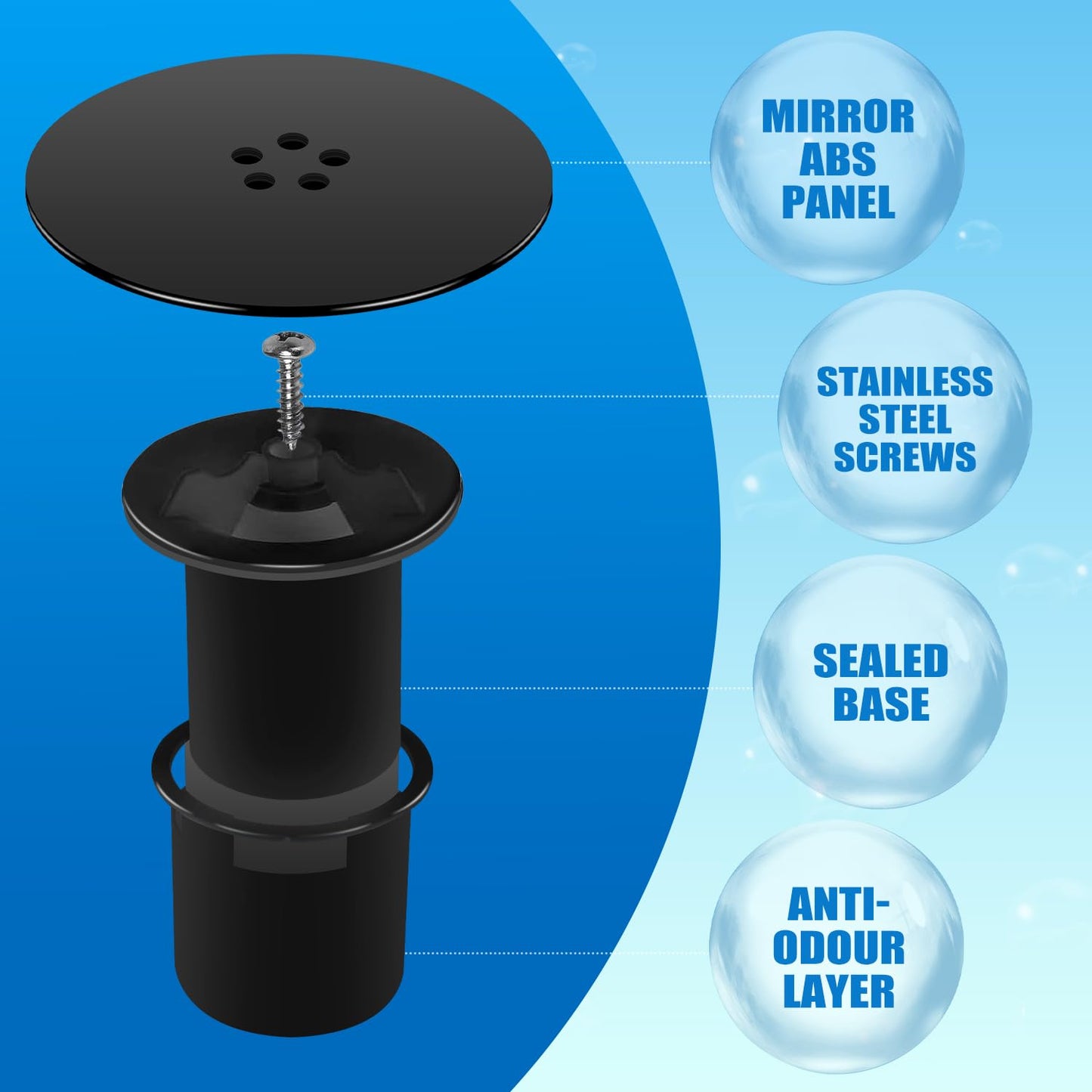 Shower Plughole Cover 90mm / 115mm, Fast Flow (Black) by Chrome Shower Tray Drain Cover