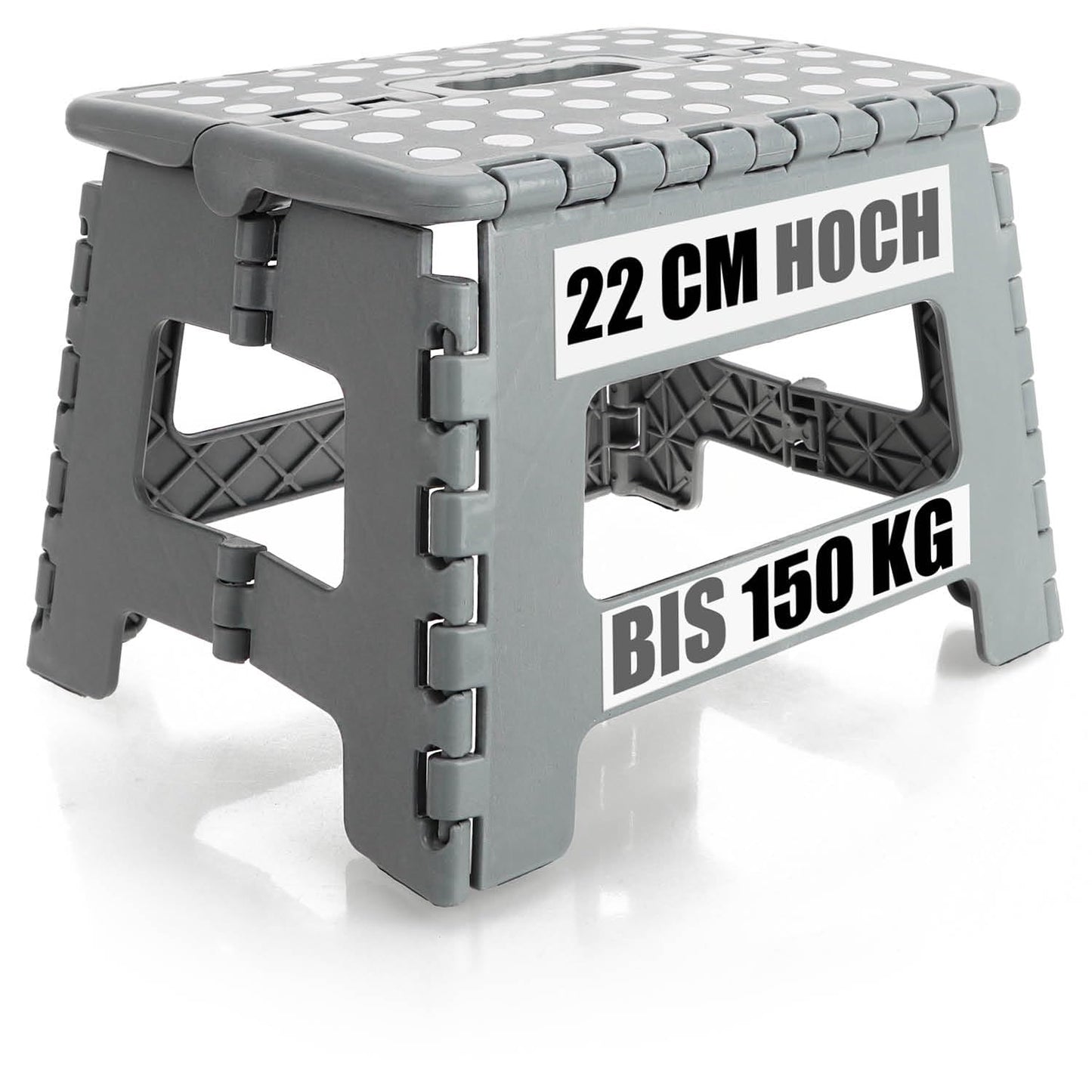 COM-FOUR® folding step with rubber studs, foldable step stool