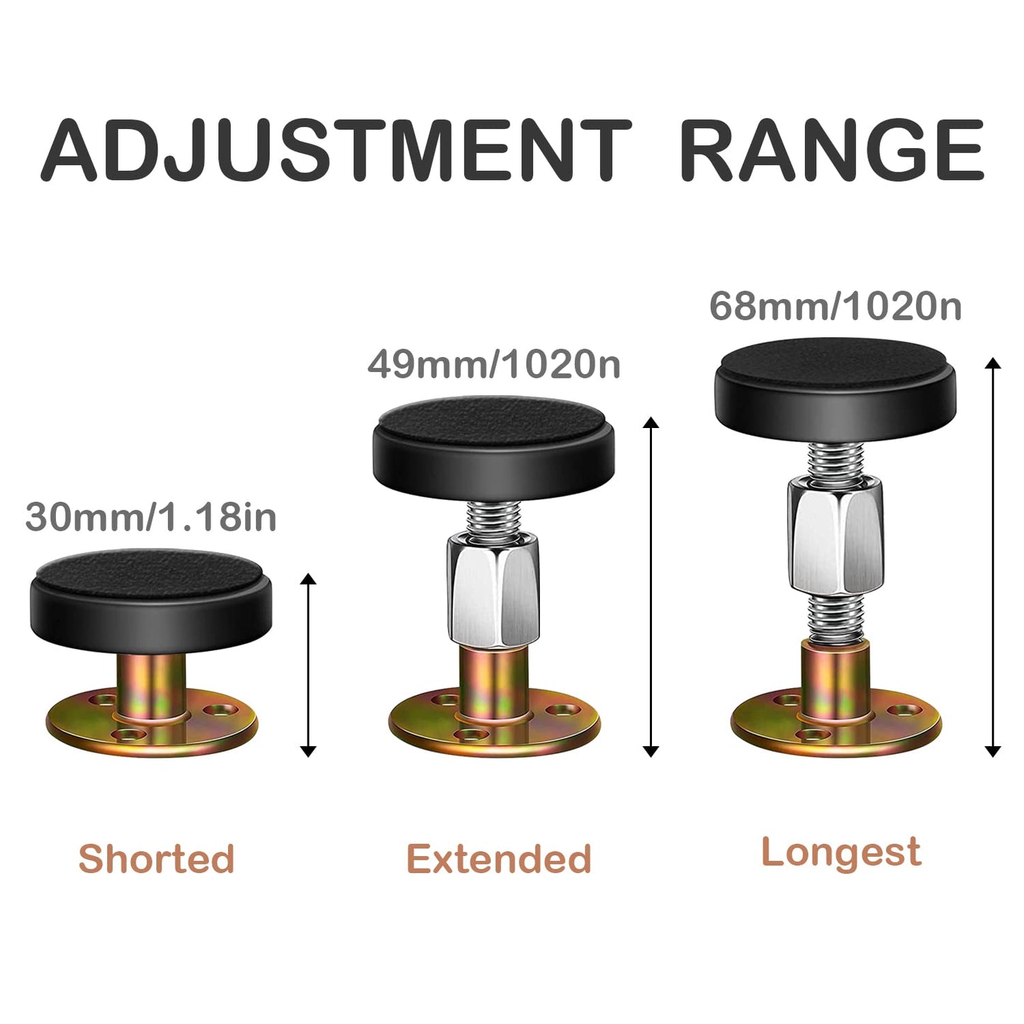 Krisler Headboard Bumper for the Wall, Adjustable Iron Bed Frame, Anti-Shake Tool, Easy Installation, Wall Protection, 30–64 mm (2 Pieces)