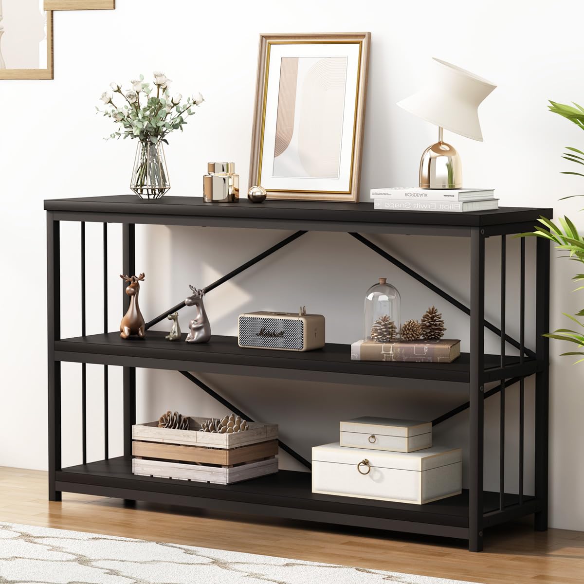 LVB Console Table Sofa Table Entryway Tables with Storage 120cm Black Oak