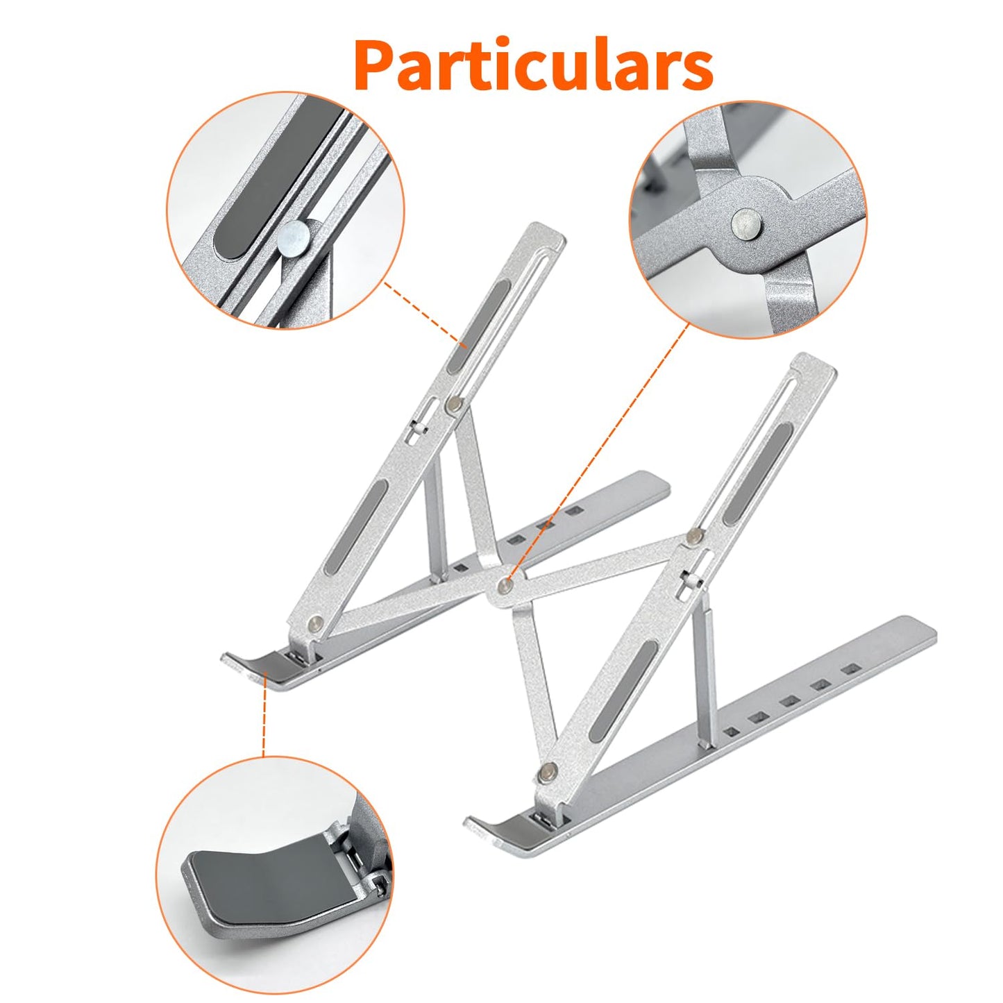 VPB Foldable Laptop Stand, Adjustable, Portable, Aluminium, Silver, 10-15.6 inch Laptops