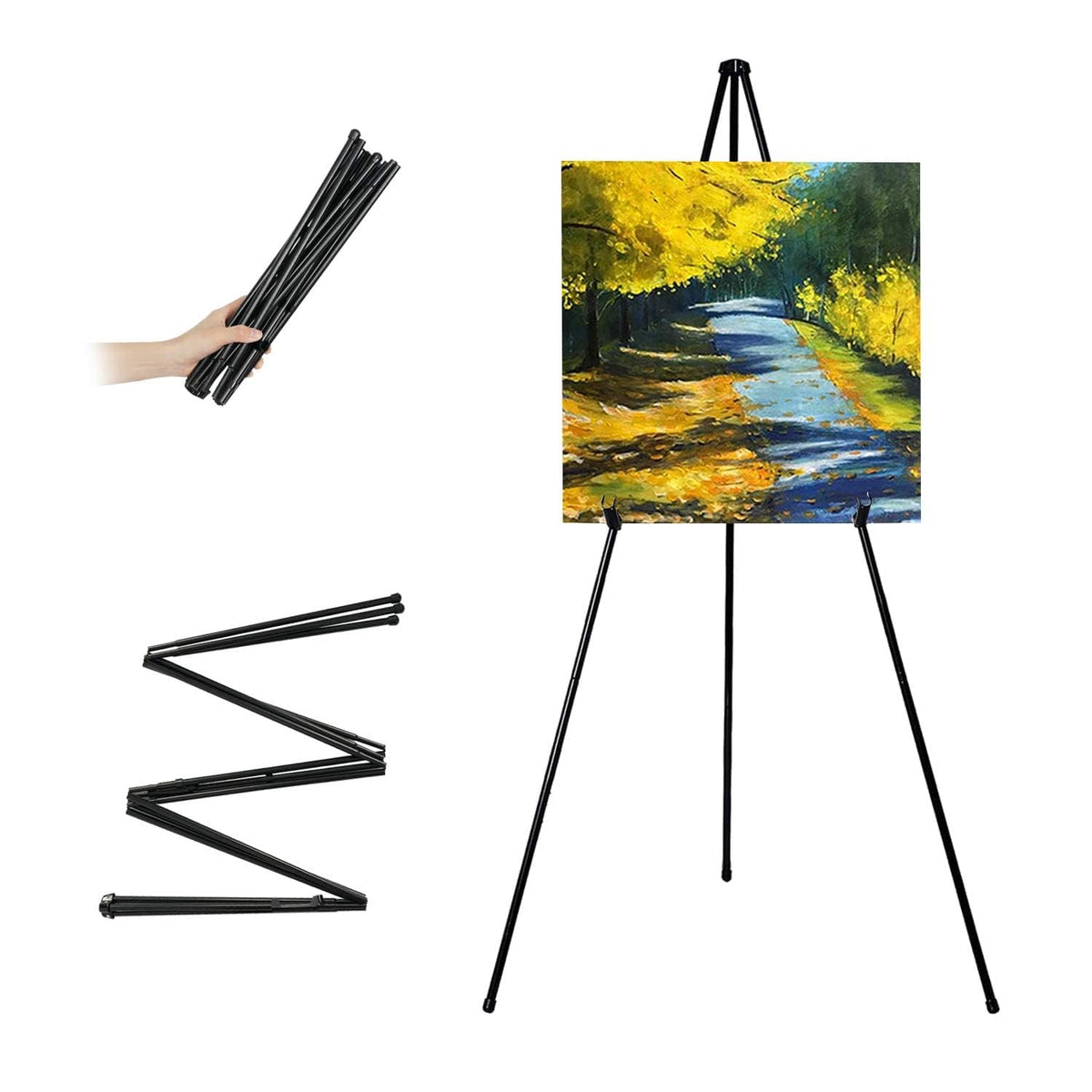 VAIIGO Display Easel Stand for Wedding Sign,Portable Metal Black Easels, Adjustable 168cm Easel Stand for Display, Folding Artist Easels Floor