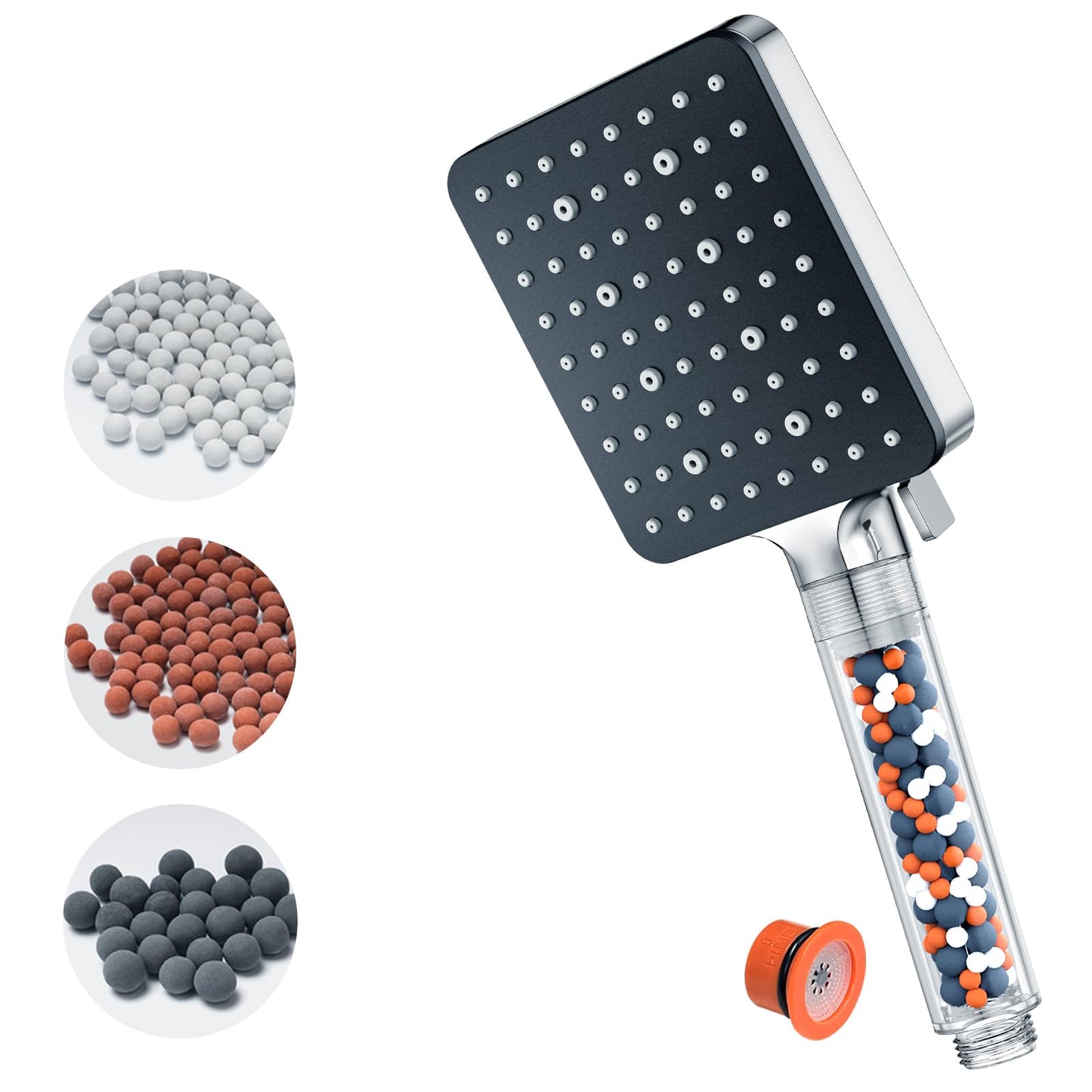 Shower Head with Filter,YEAUPE PRO Square Pure Shower,Bathroom showerhead, Shower Heads High Pressure 6 Jet Modes,Universal Powerful Flow Rain Hard