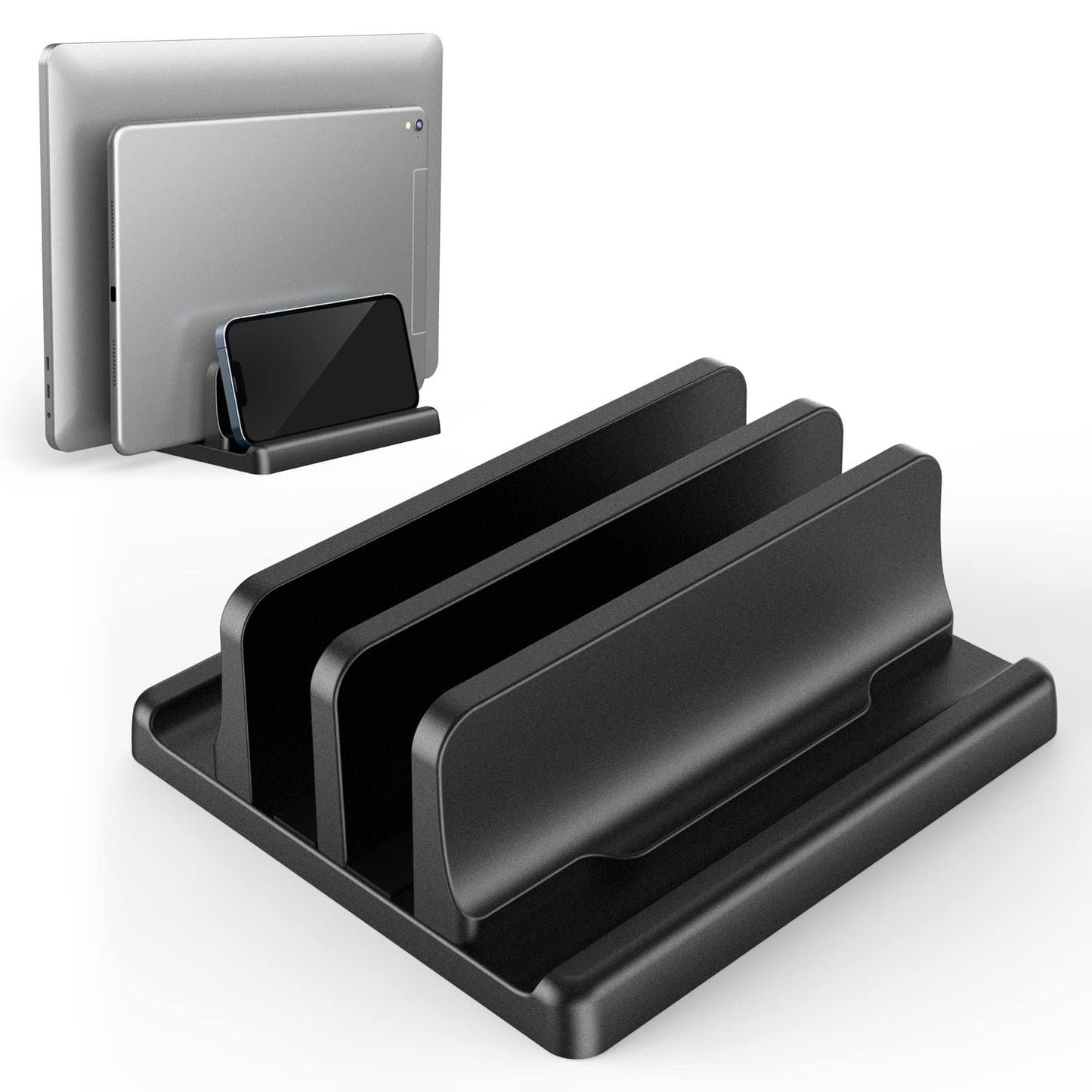 Vertical Laptop Stand for Desk, Klearlook Laptop Holder with Adjustable Slots, 4 in 1 Space-Saving Stand, Portable Notebook Stand for All MacBook, HP